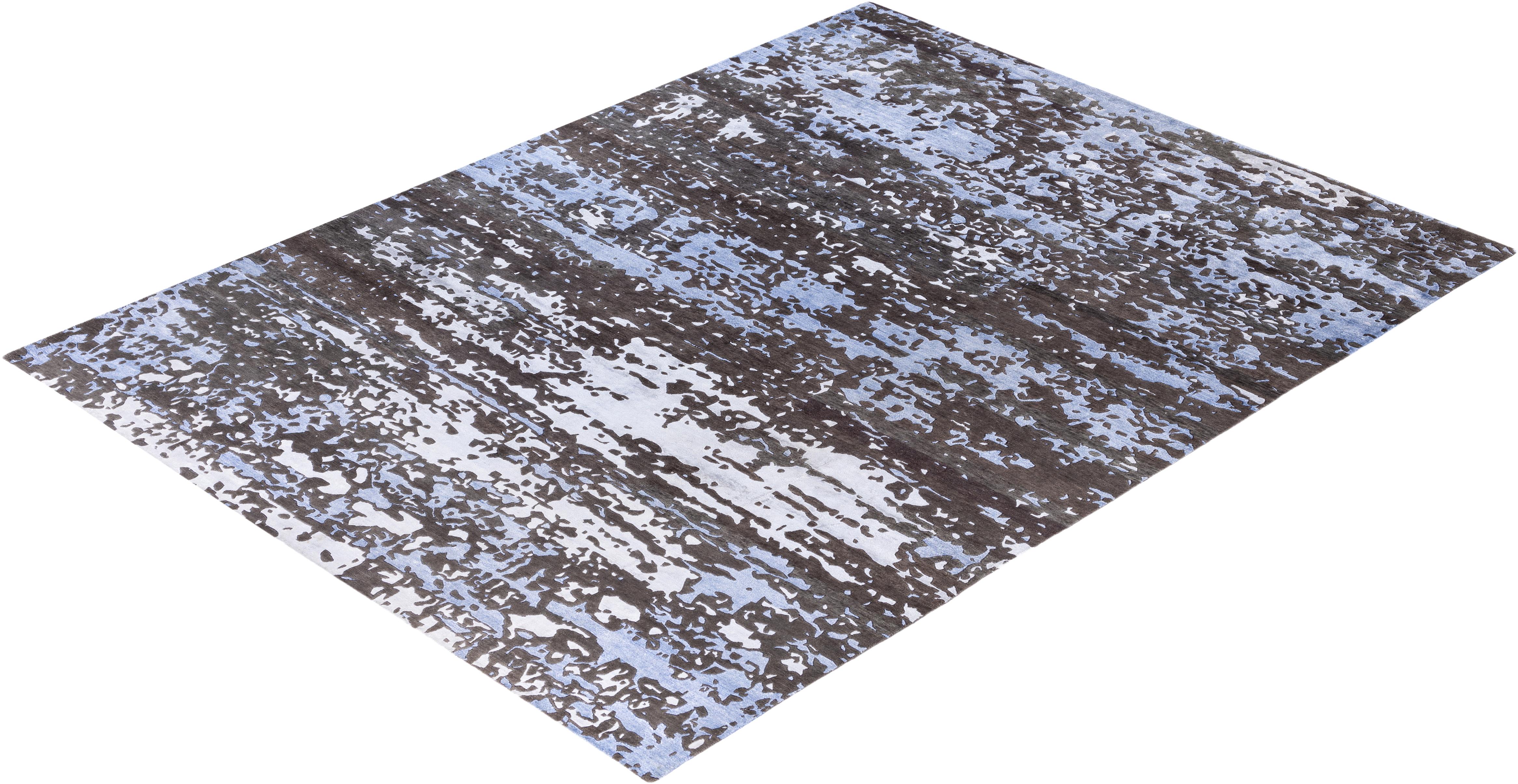 Contemporary Abstract Wool, Silk Hand Knotted Brown Area Rug 9' 2