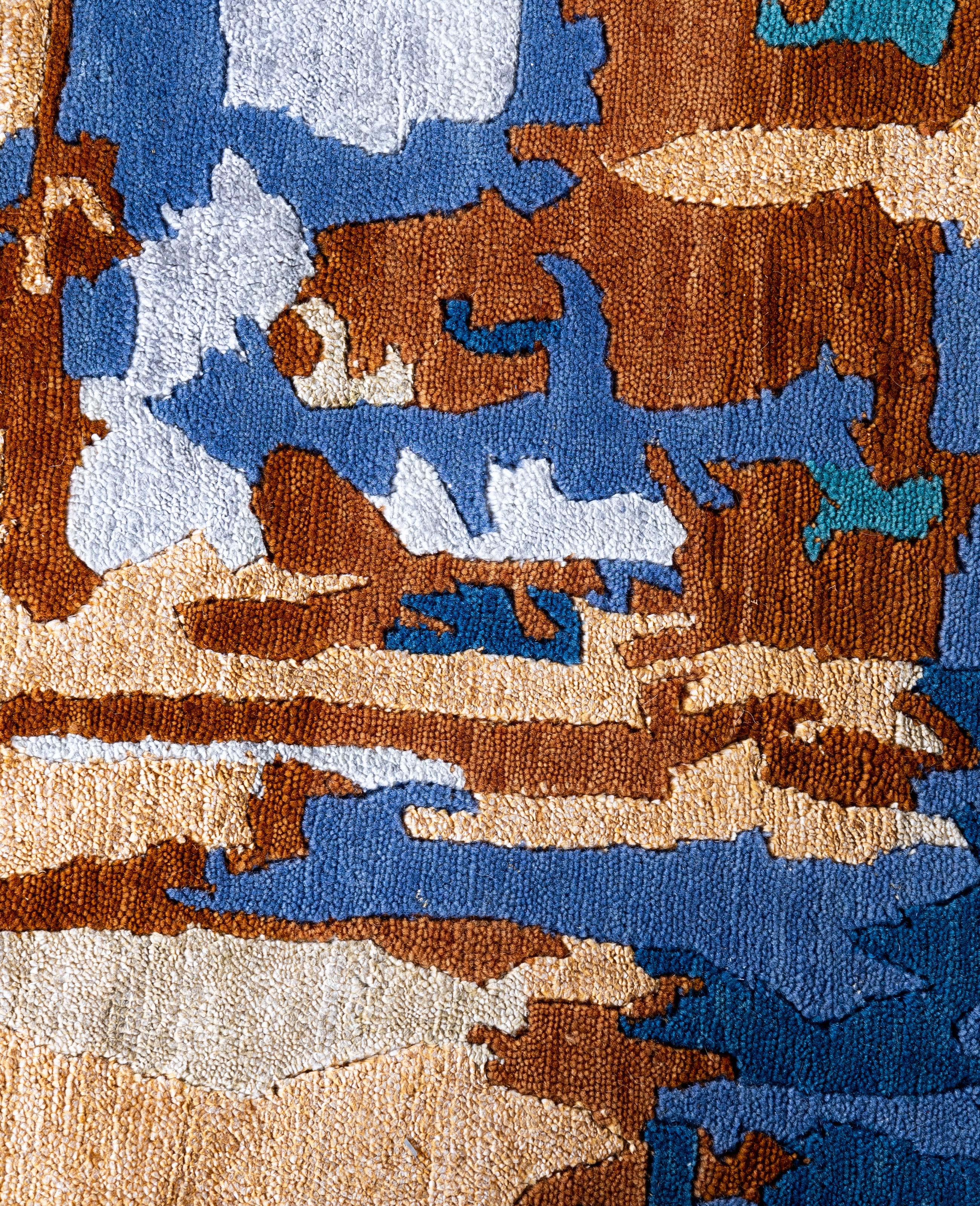 Indiano Contemporary Abstract Wool, Silk Hand Knotted Gold Area Rugs 9' 2
