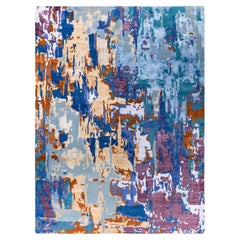 Contemporary Abstract Wool, Silk Hand Knotted Gold Area Rug 9' 2" x 12' 2"