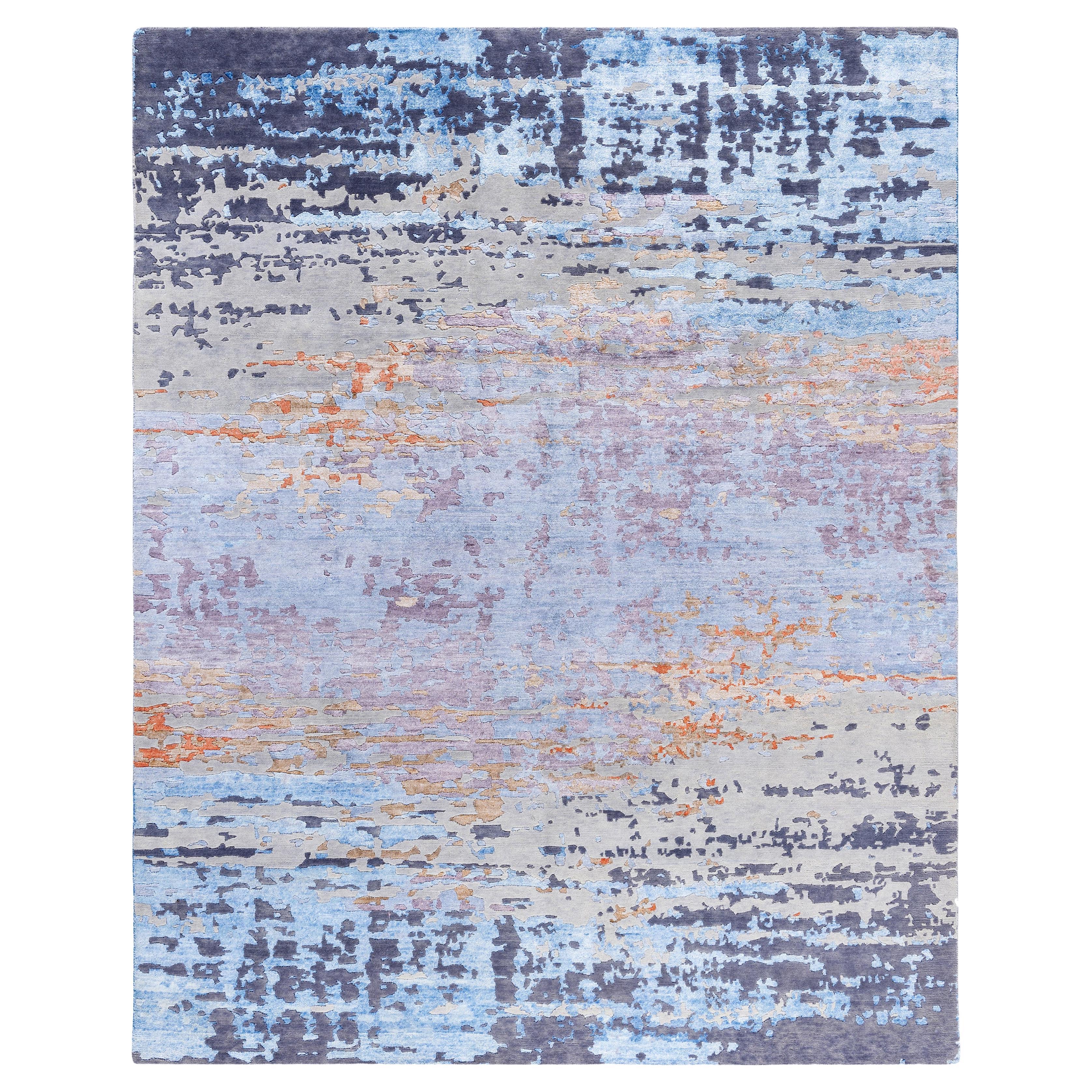 Contemporary Abstract Wool, Silk Hand Knotsted Gray Area Rug 7' 10" x 9' 10"