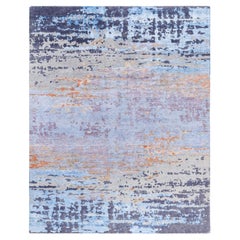 Contemporary Abstract Wool, Silk Hand Knotted Gray Area Rug 7' 10" x 9' 10"