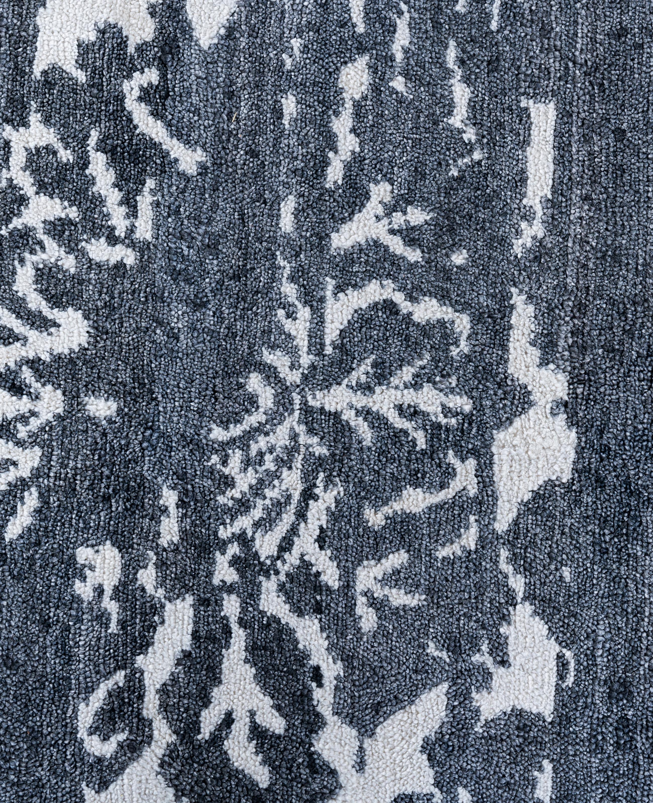 Indien Contemporary Abstract Wool, Silk Hand Knotsted Gray Area Rug 8' 0