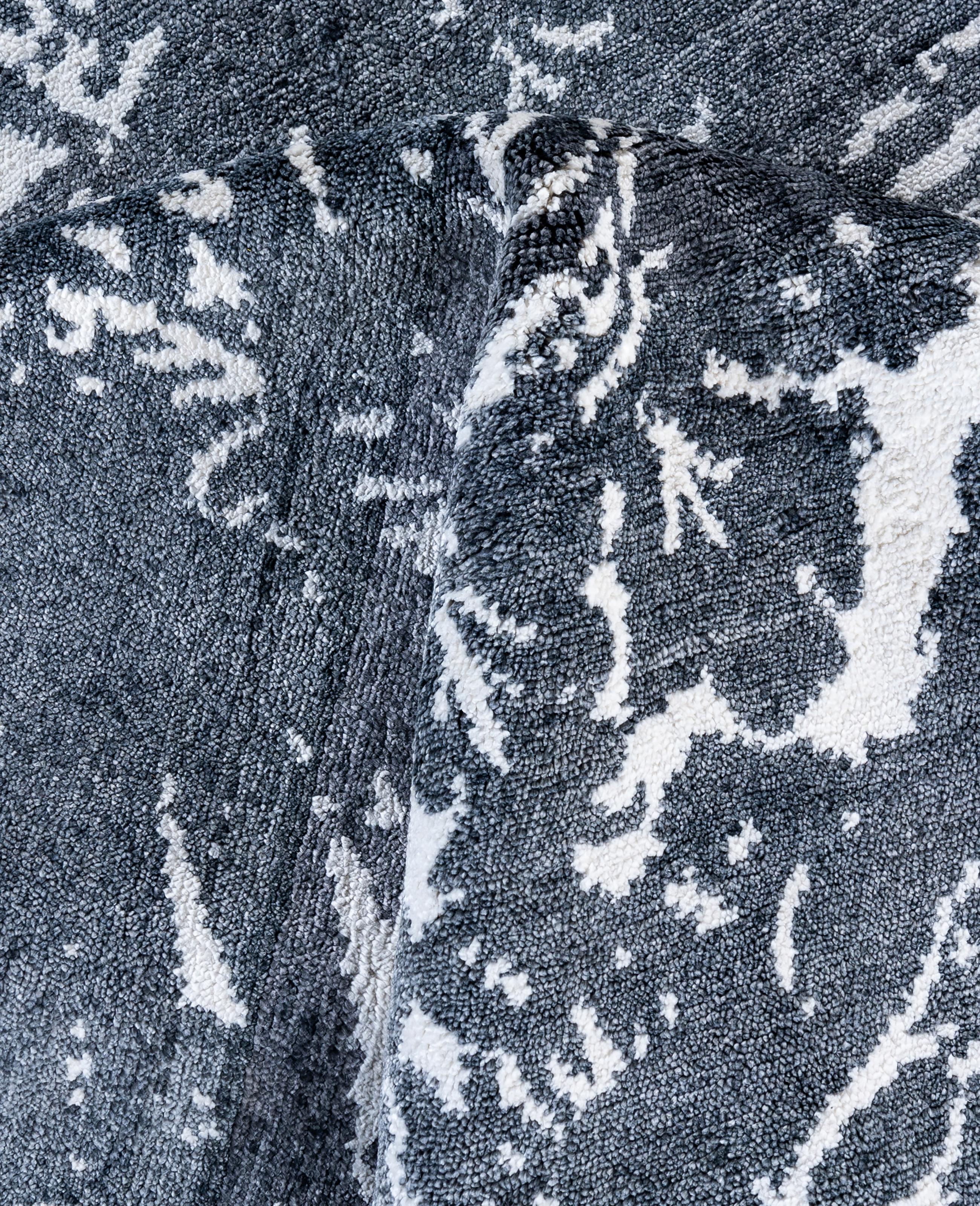 Laine Contemporary Abstract Wool, Silk Hand Knotsted Gray Area Rug 8' 0