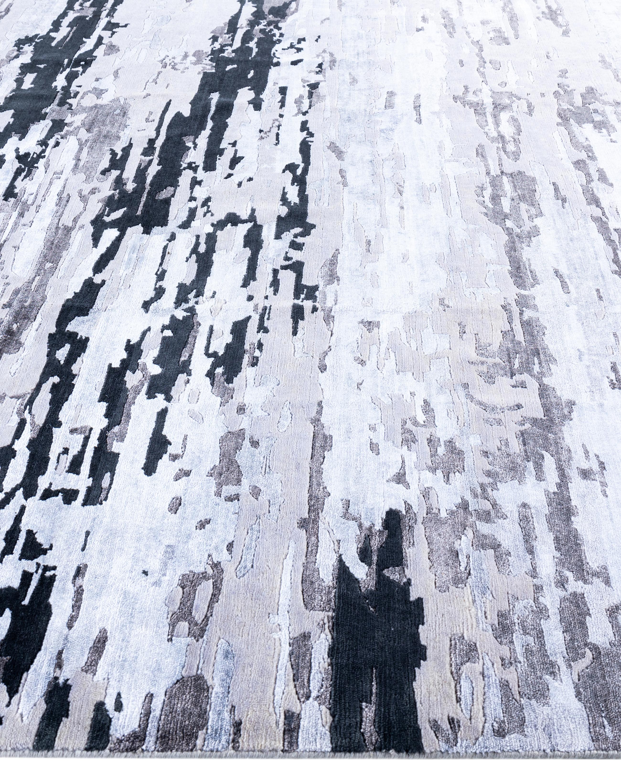Contemporary Abstract Wool, Silk Hand Knotted Gray Area Rug 8' 0