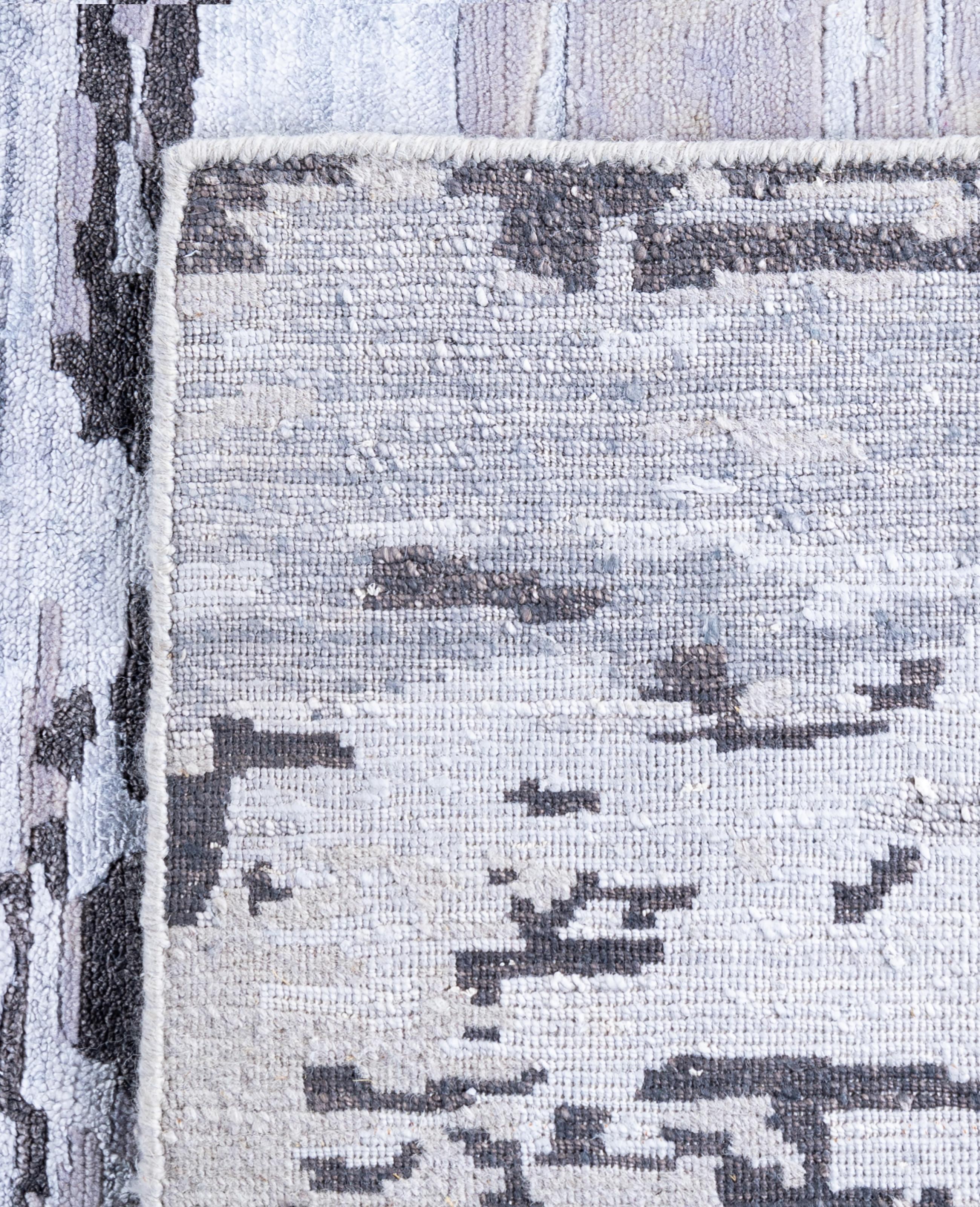 Contemporary Abstract Wool, Silk Hand Knotted Gray Area Rug 8' 0