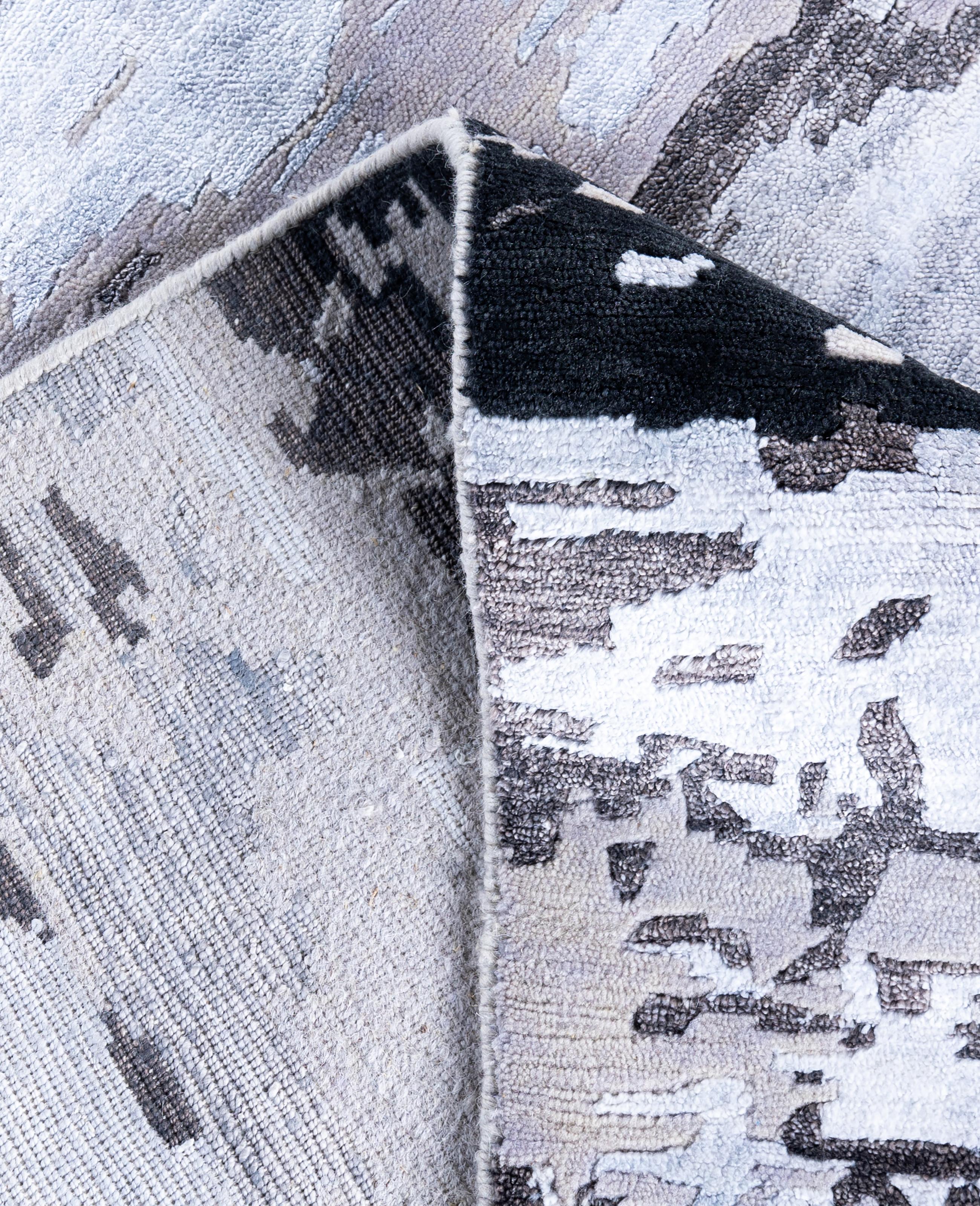 Contemporary Abstract Wool, Silk Hand Knotted Gray Area Rug 8' 0