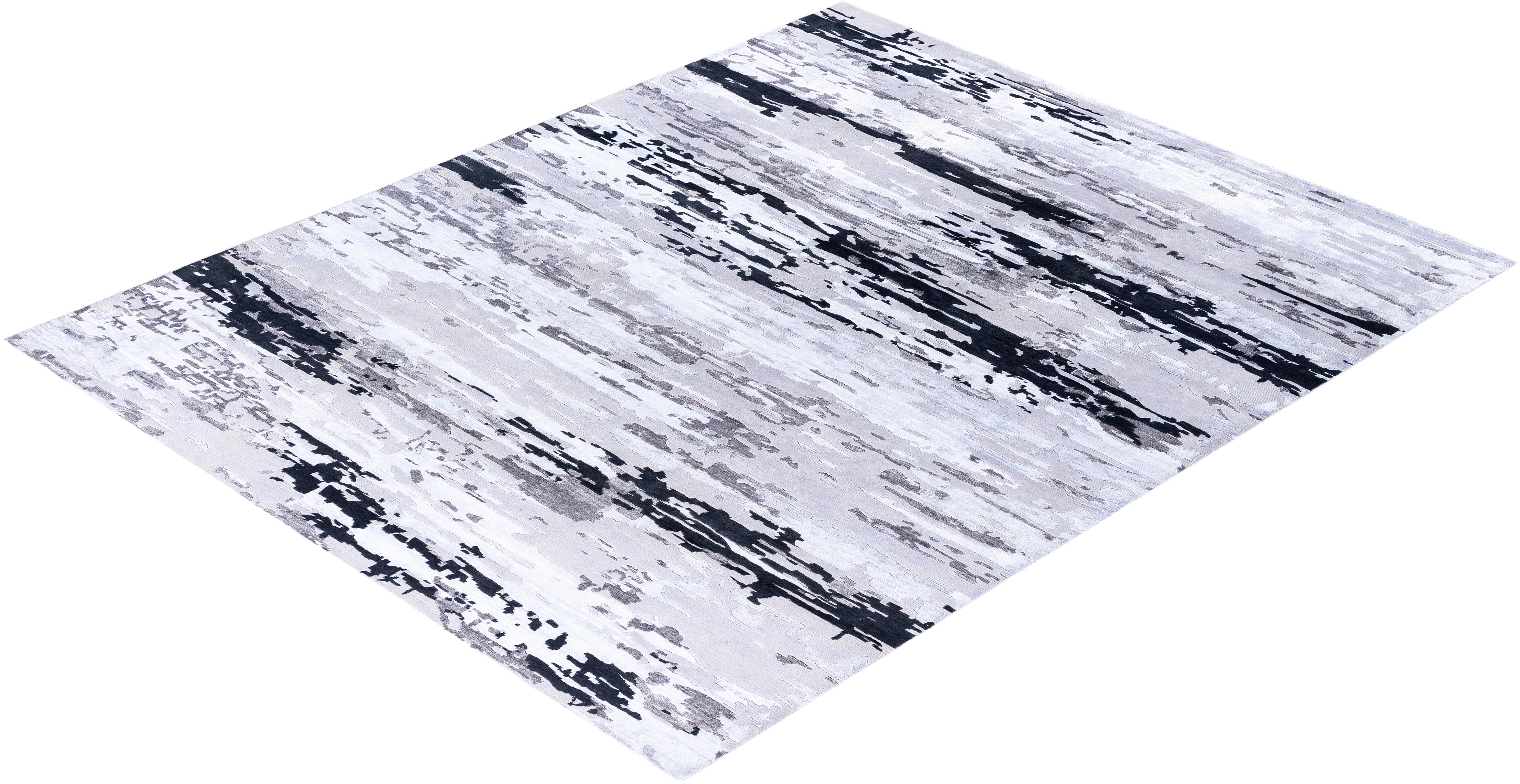 Contemporary Abstract Wool, Silk Hand Knotted Gray Area Rug 8' 0