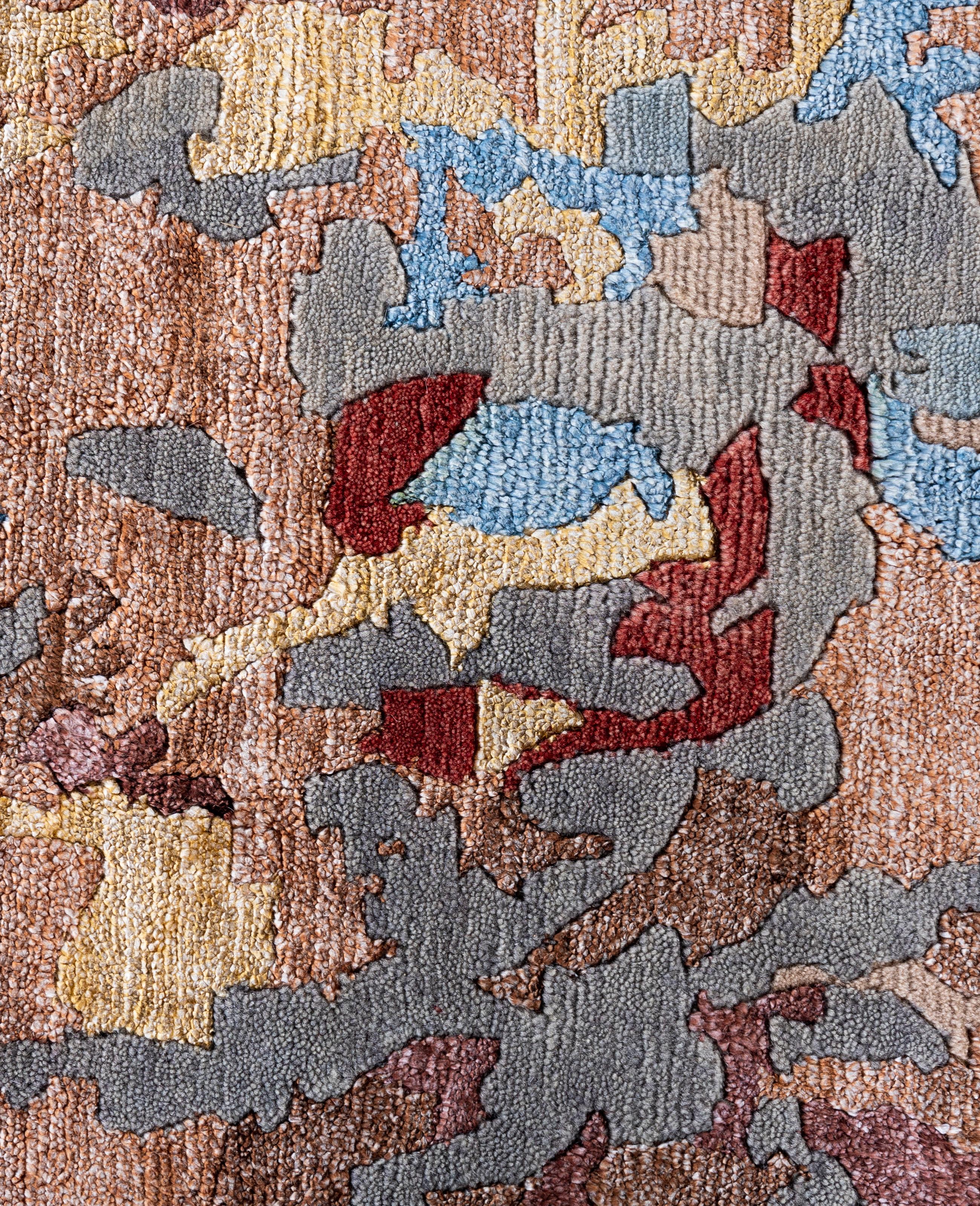 Indiano Contemporary Abstract Wool, Silk Hand Knotted Gray Area Rugs 8' 1