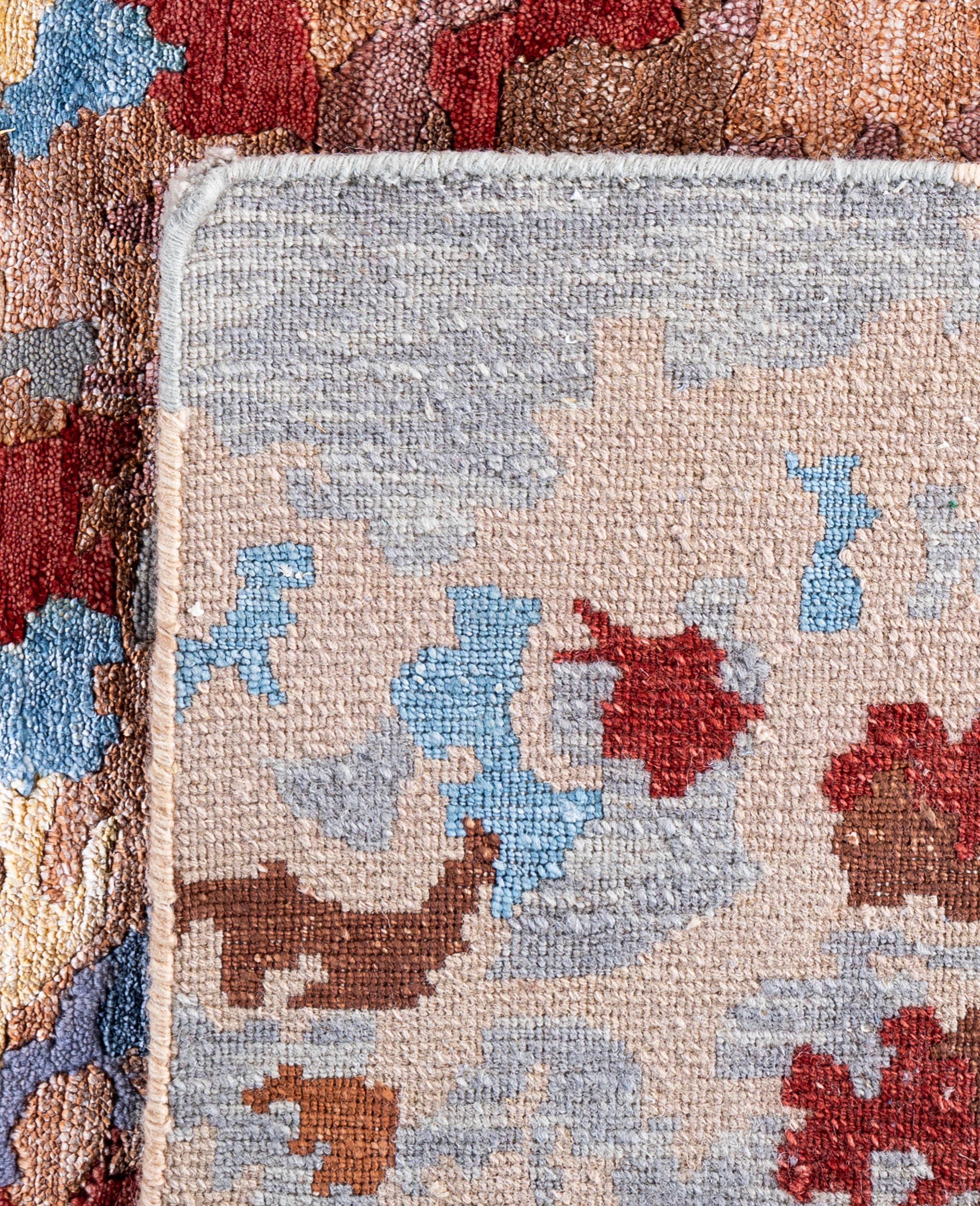 Contemporary Abstract Wool, Silk Hand Knotted Gray Area Rugs 8' 1