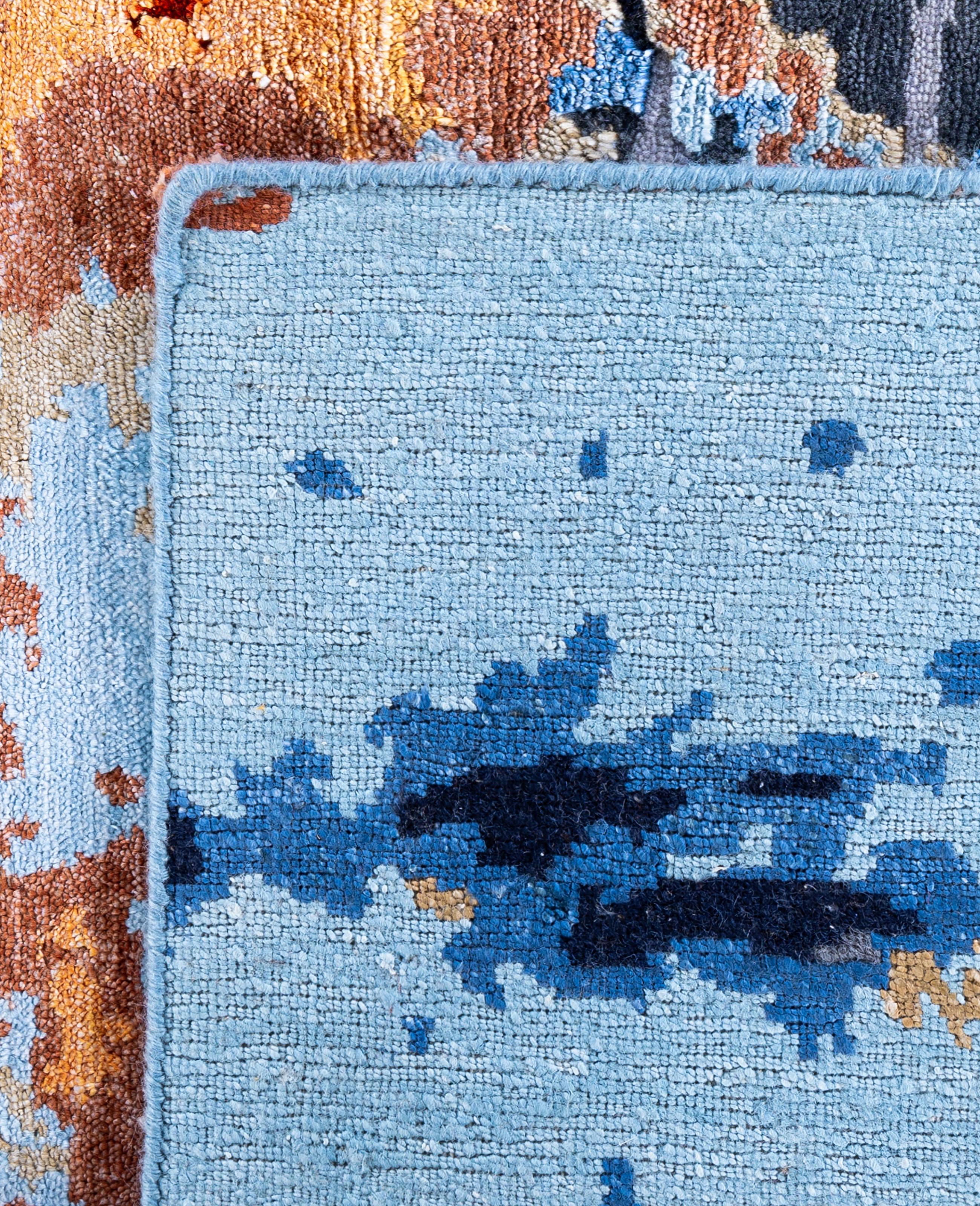 Contemporary Abstract Wool, Silk Hand Knotted Gray Area Rug 8' 2