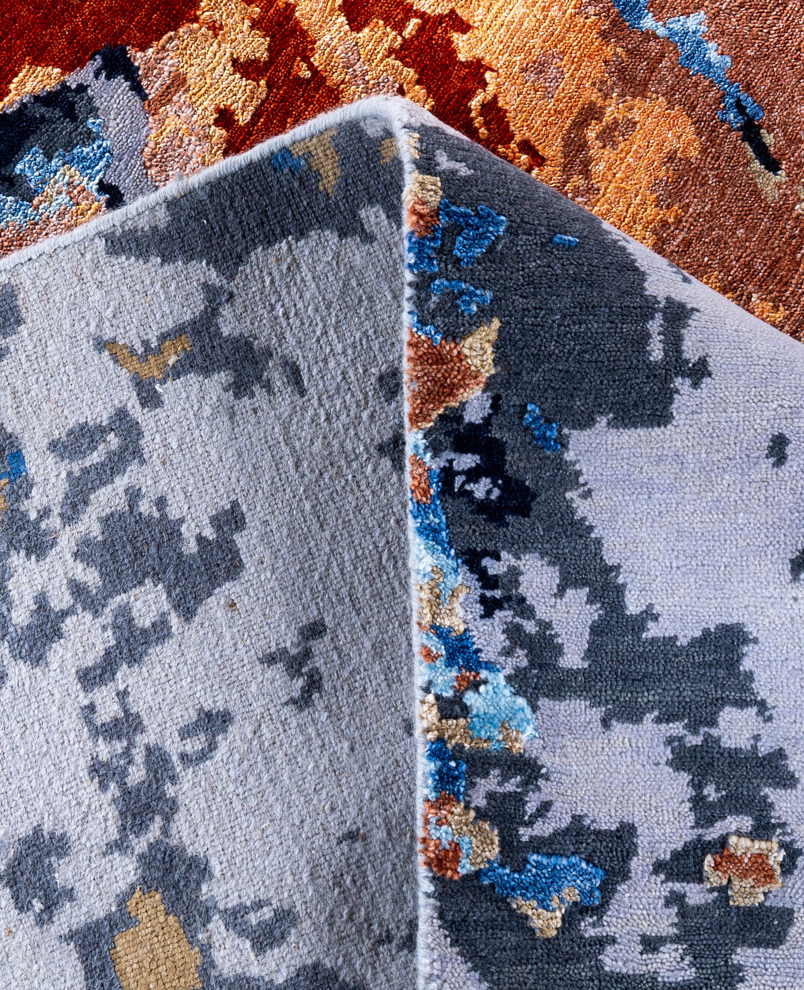 Contemporary Abstract Wool, Silk Hand Knotted Gray Area Rug 8' 2