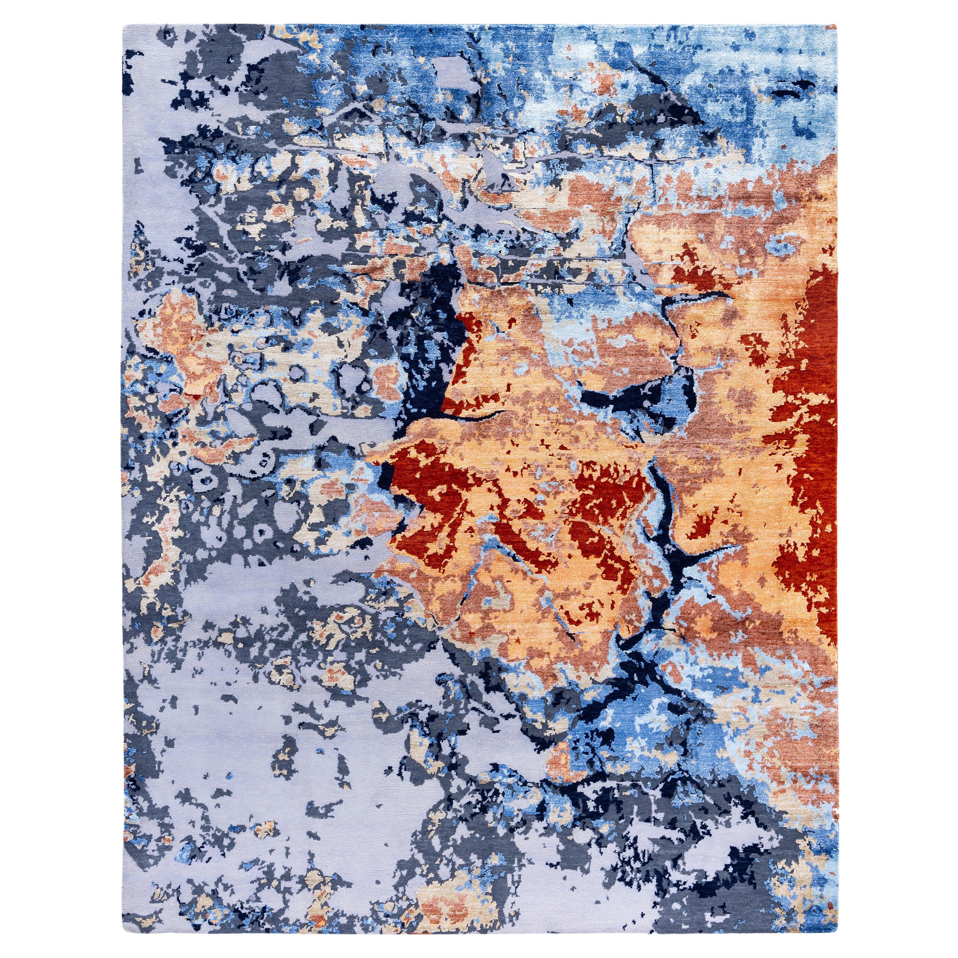 Contemporary Abstract Wool, Silk Hand Knotsted Gray Area Rug 8' 2" x 10' 2"
