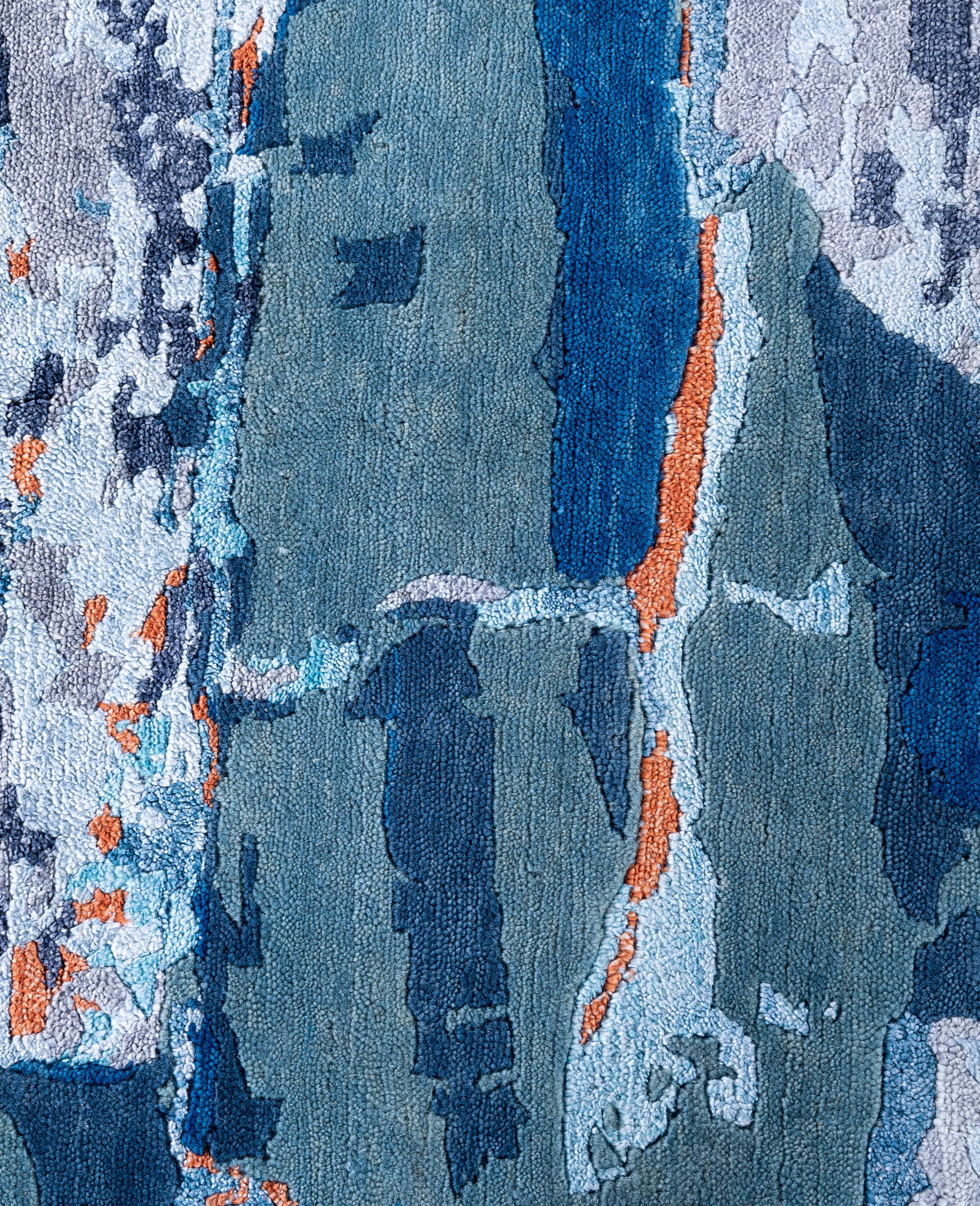 Contemporary Abstract Wool, Silk Hand Knotted Gray Area Rug 8' 3