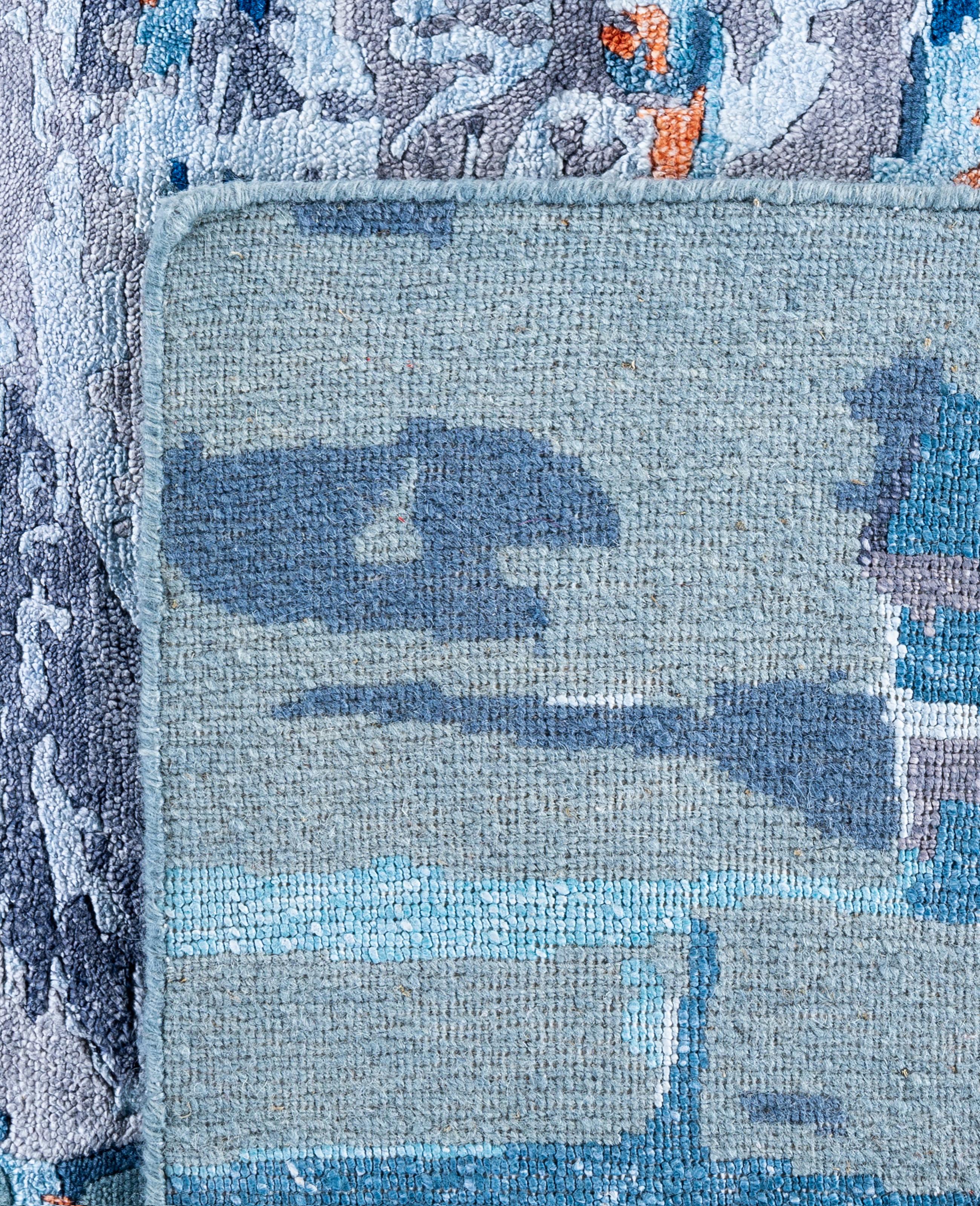 Contemporary Abstract Wool, Silk Hand Knotted Gray Area Rug 8' 3