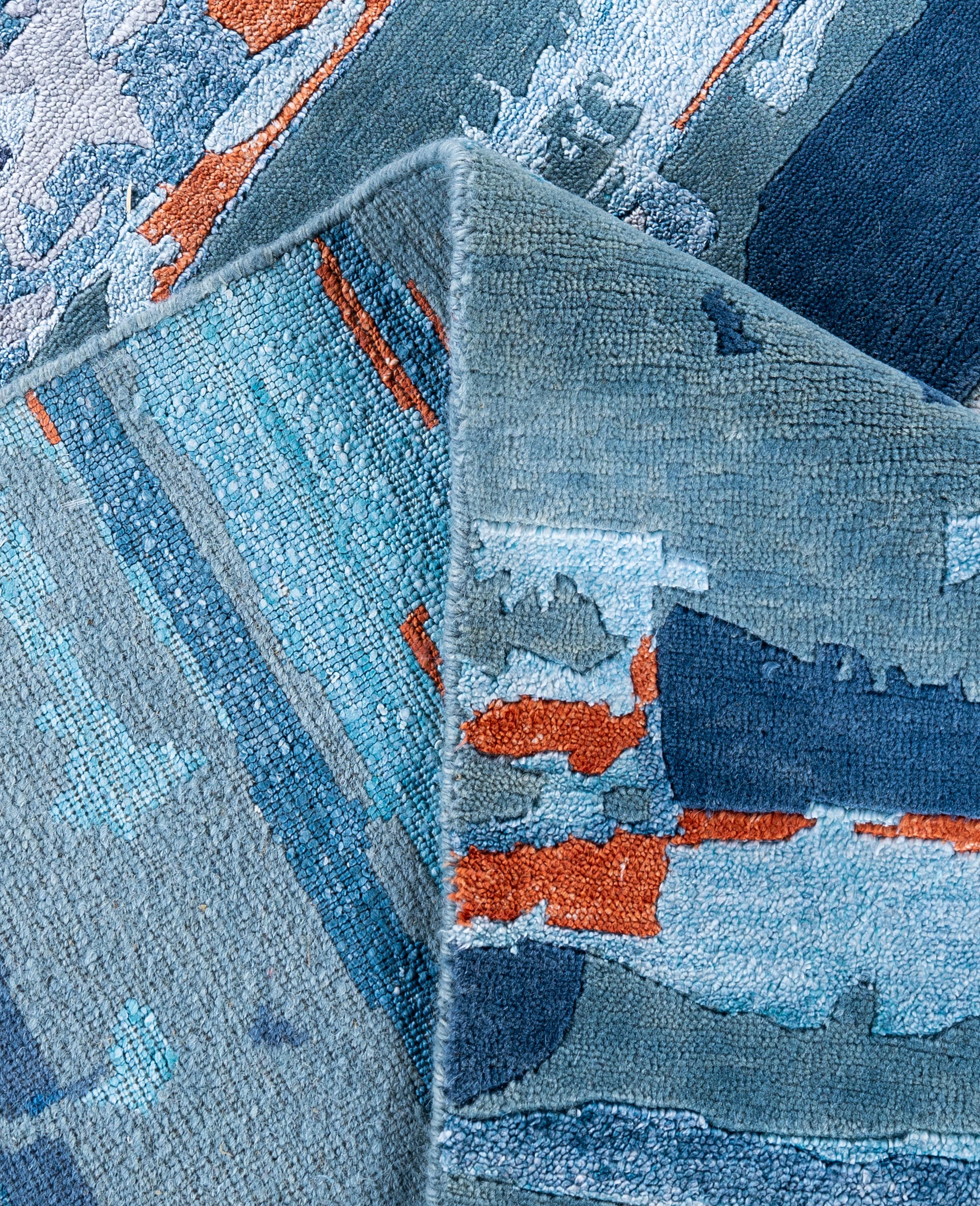 Contemporary Abstract Wool, Silk Hand Knotted Gray Area Rug 8' 3