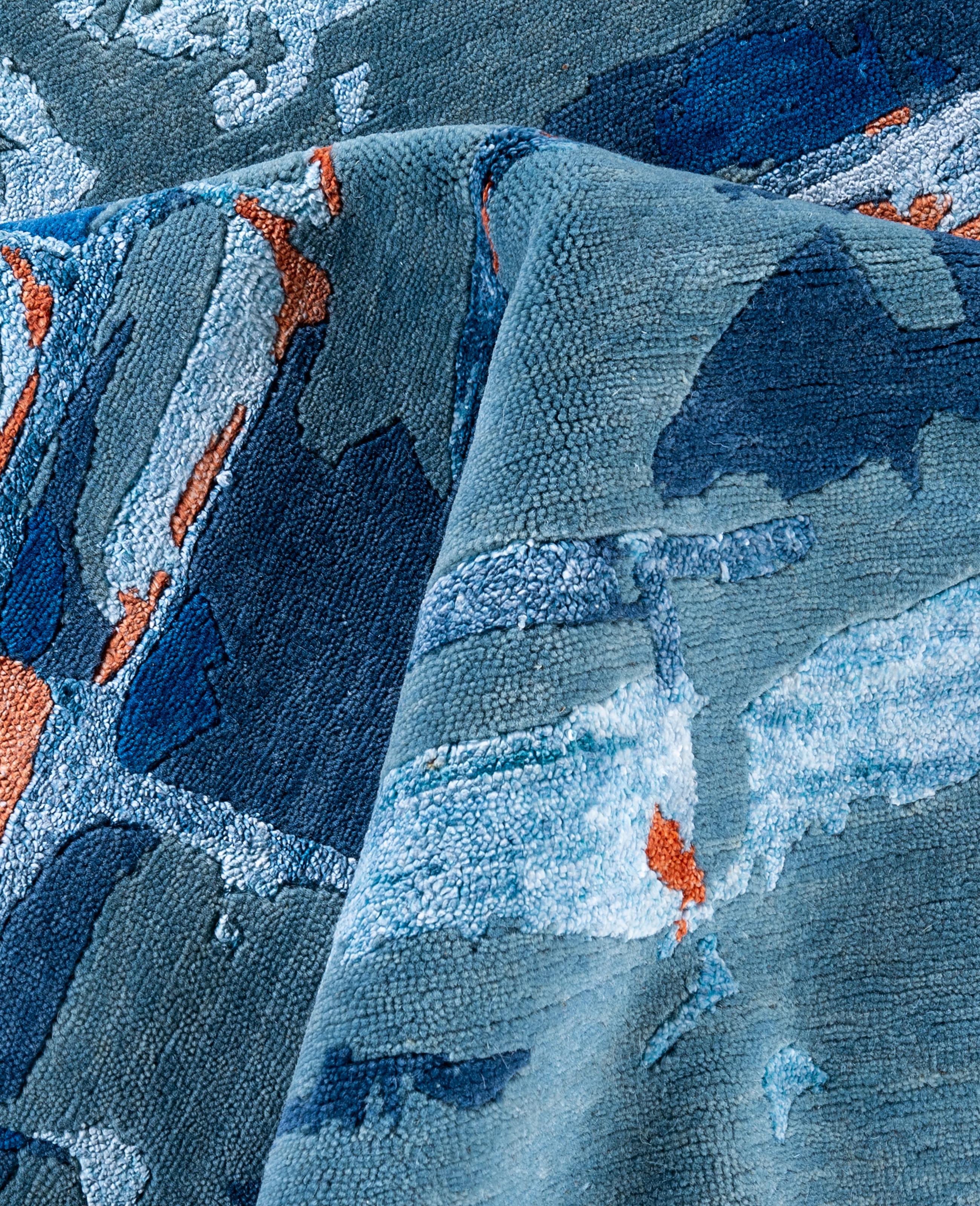 Contemporary Abstract Wool, Silk Hand Knotted Gray Area Rug 8' 3