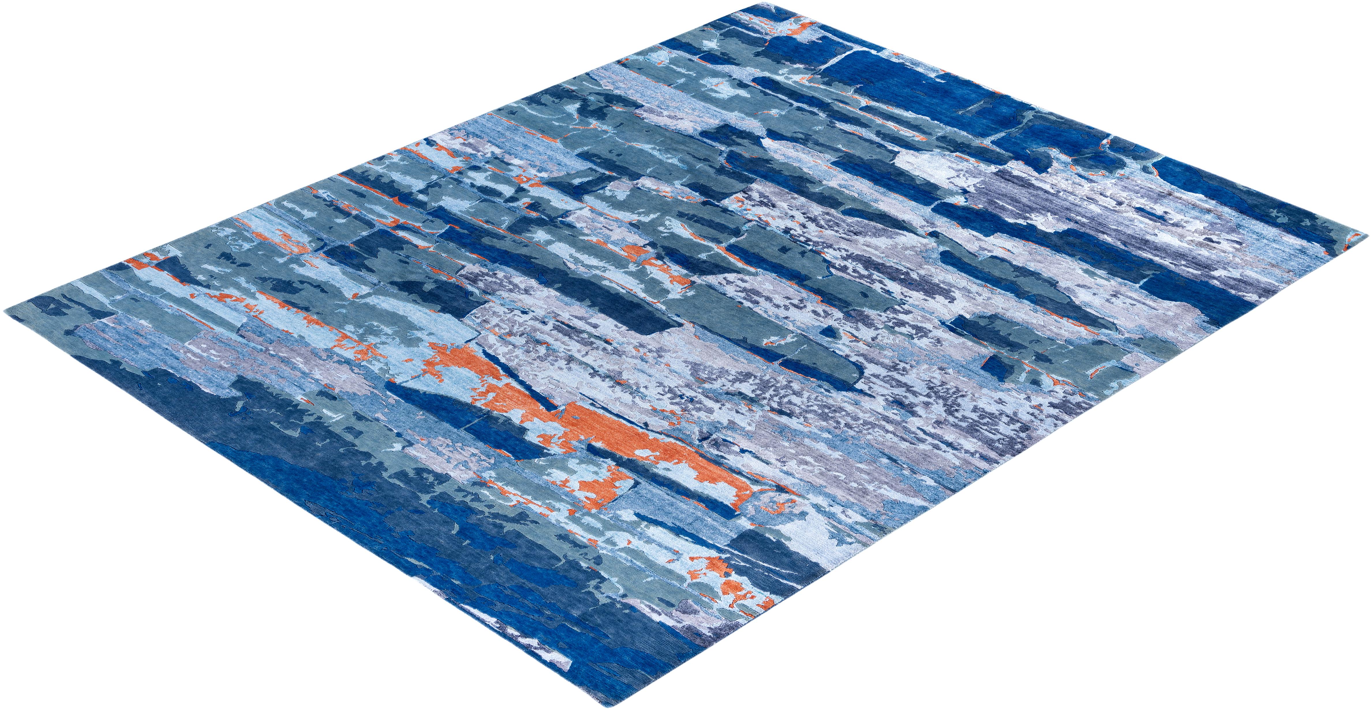 Contemporary Abstract Wool, Silk Hand Knotted Gray Area Rug 8' 3