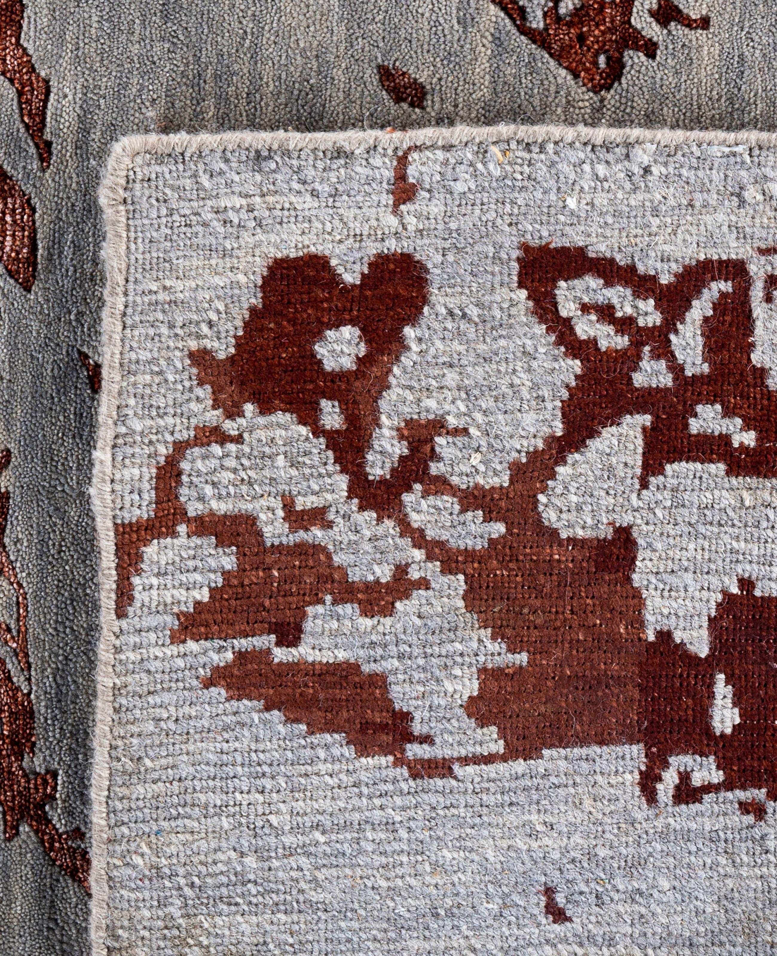 Contemporary Abstract Wool, Silk Hand Knotted Gray Area Rugs 8' 4