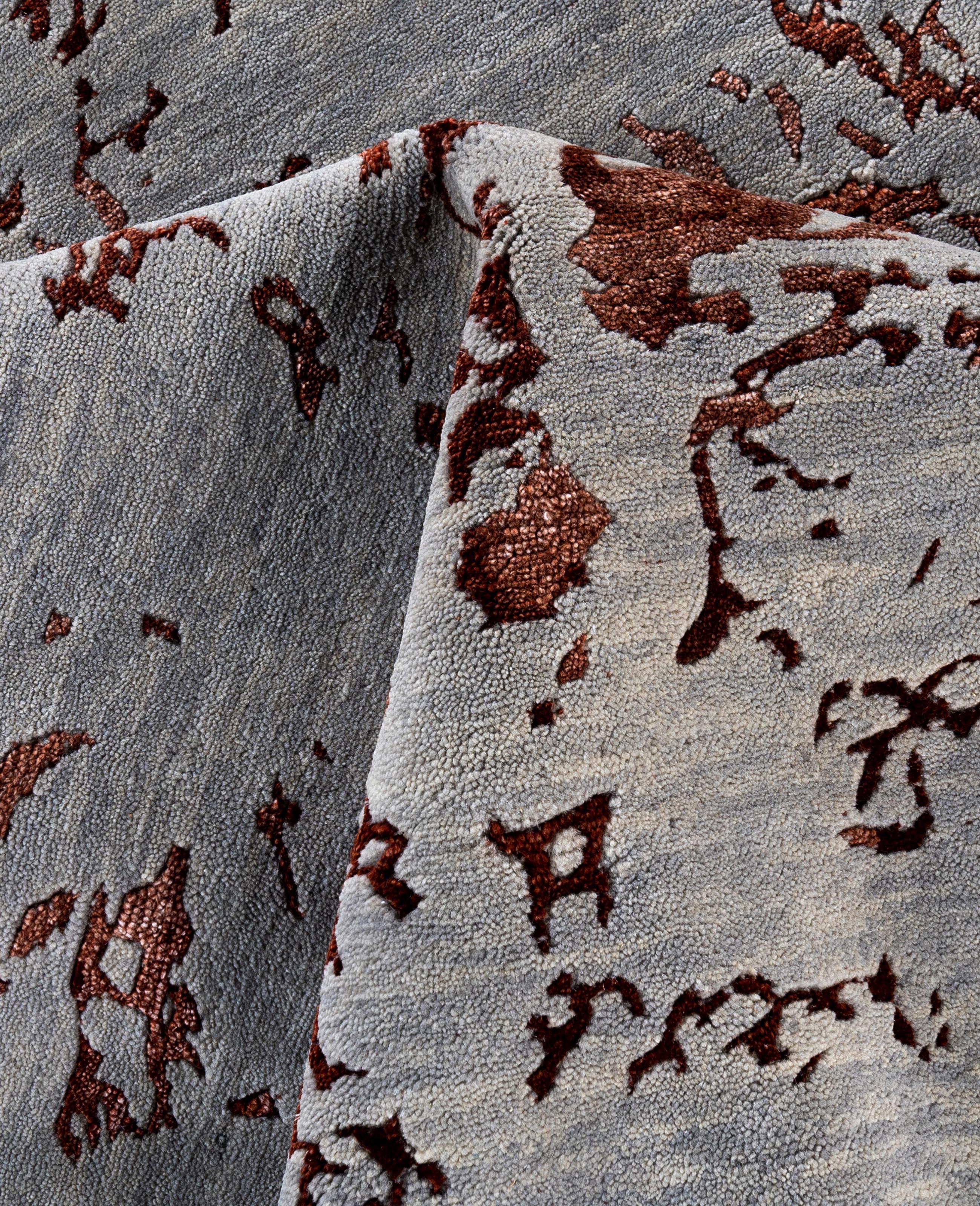 Lana Contemporary Abstract Wool, Silk Hand Knotted Gray Area Rugs 8' 4