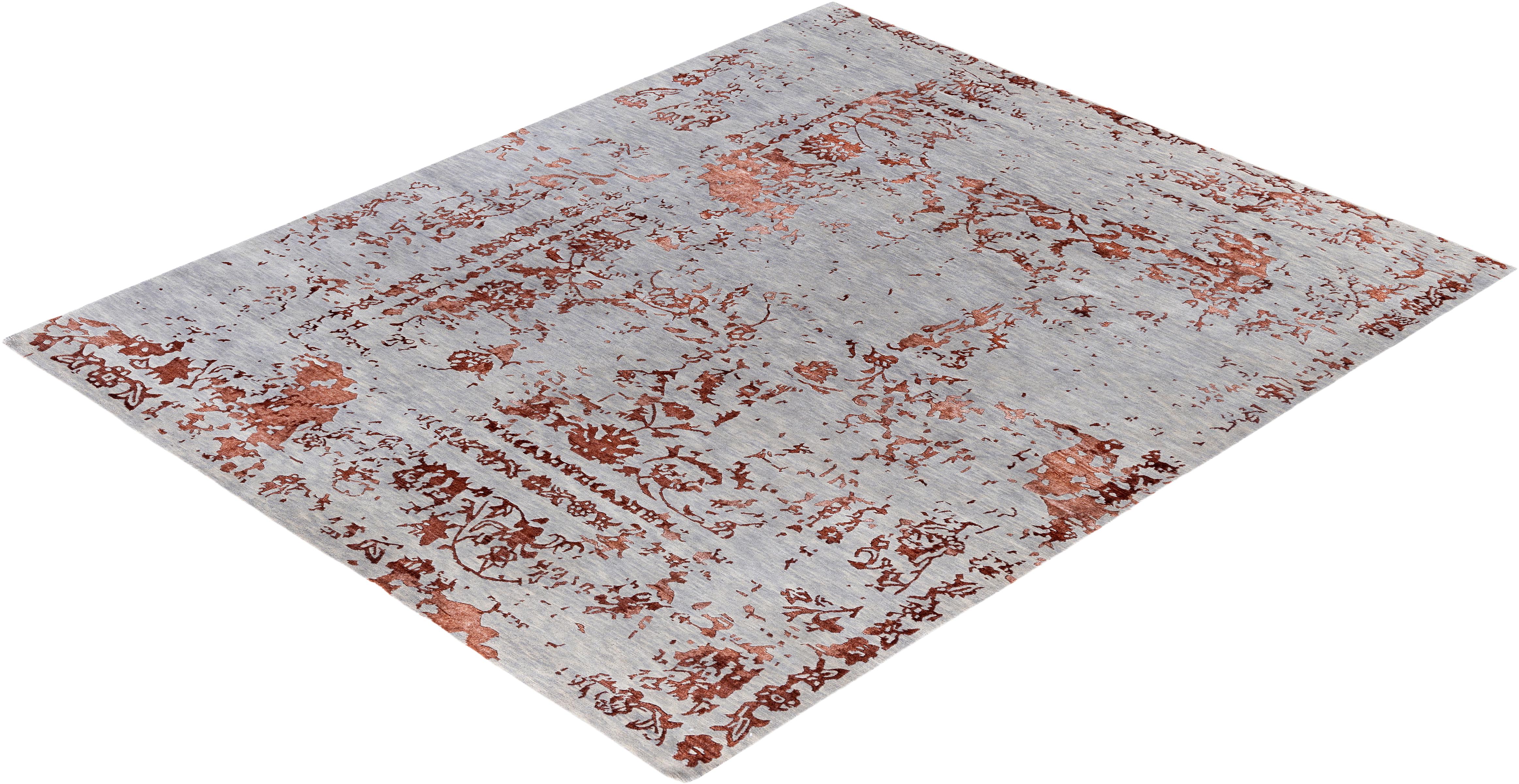 Contemporary Abstract Wool, Silk Hand Knotted Gray Area Rugs 8' 4