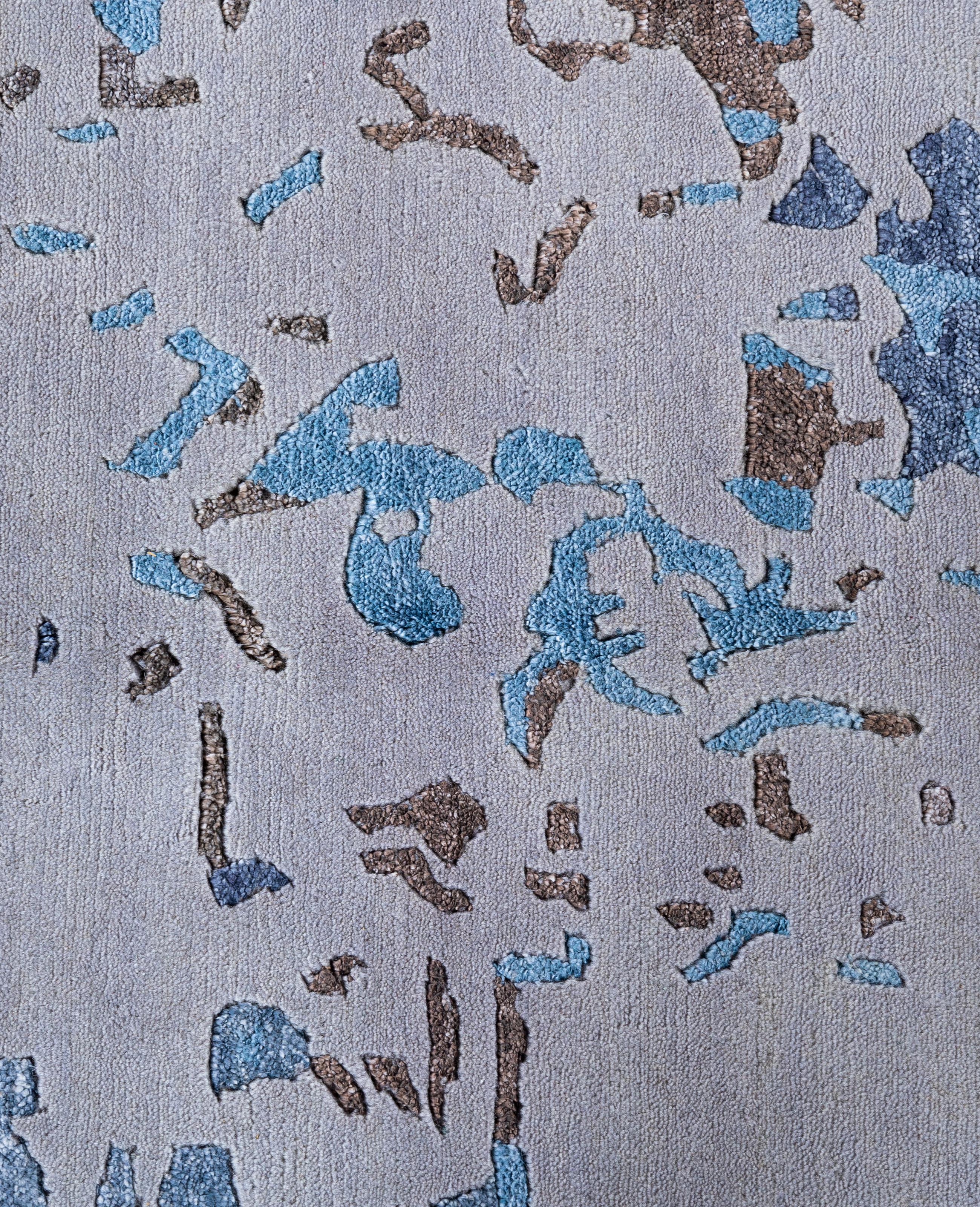Contemporary Abstract Wool, Silk Hand Knotted Gray Area Rug 9' 0