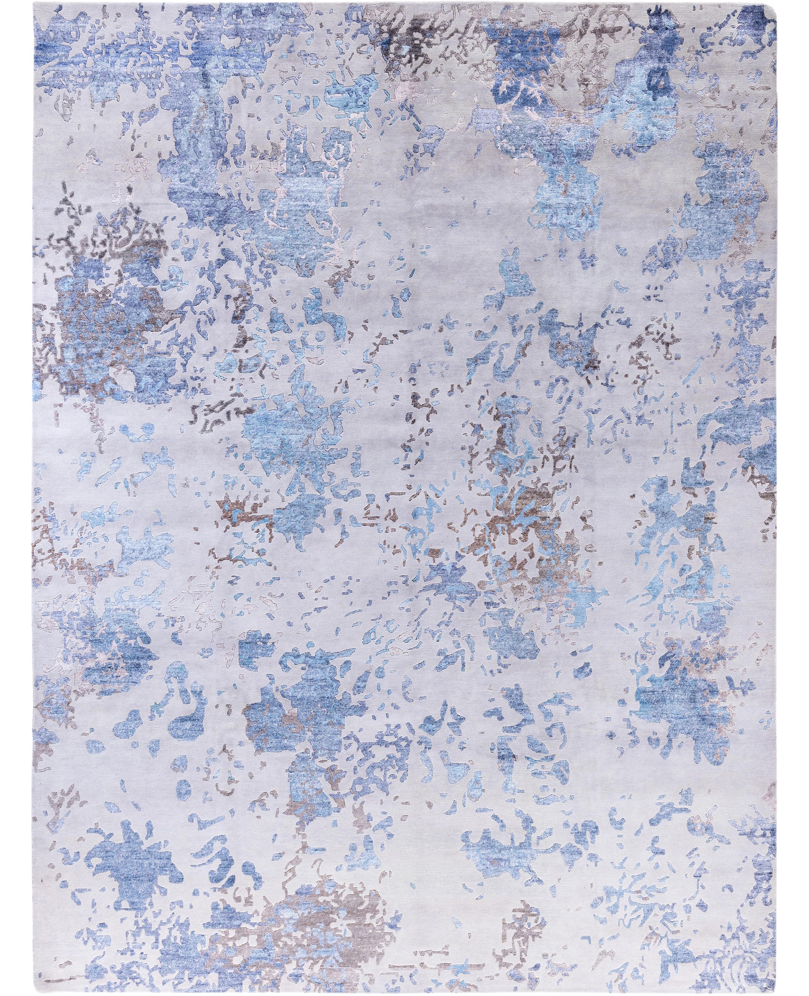 Contemporary Abstract Wool, Silk Hand Knotted Gray Area Rug 9' 0" x 11' 10"