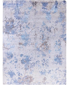 Contemporary Abstract Wool, Silk Hand Knotted Gray Area Rug 9' 0" x 11' 10"