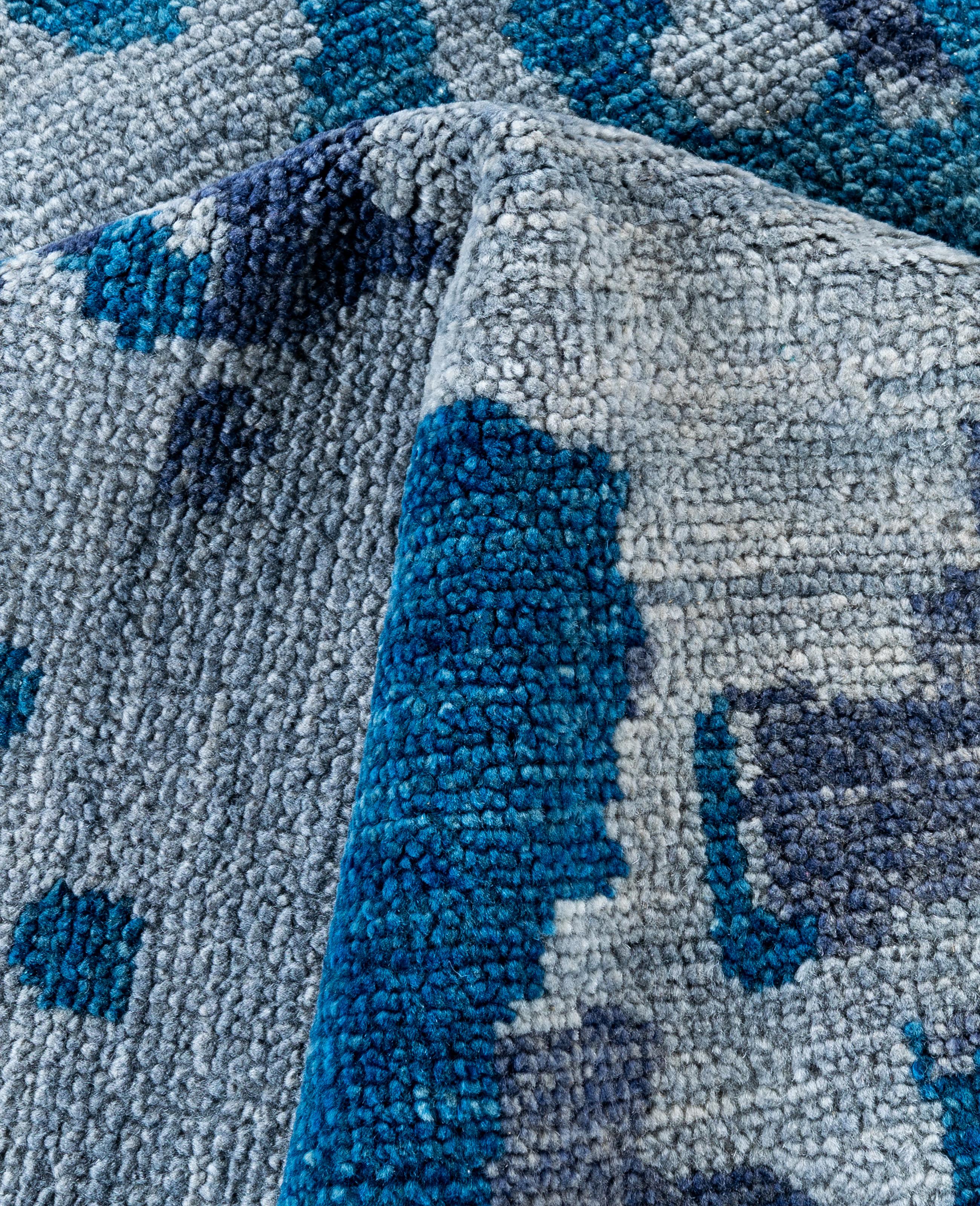 Contemporary Abstract Wool, Silk Hand Knotted Gray Area Rug 9' 1