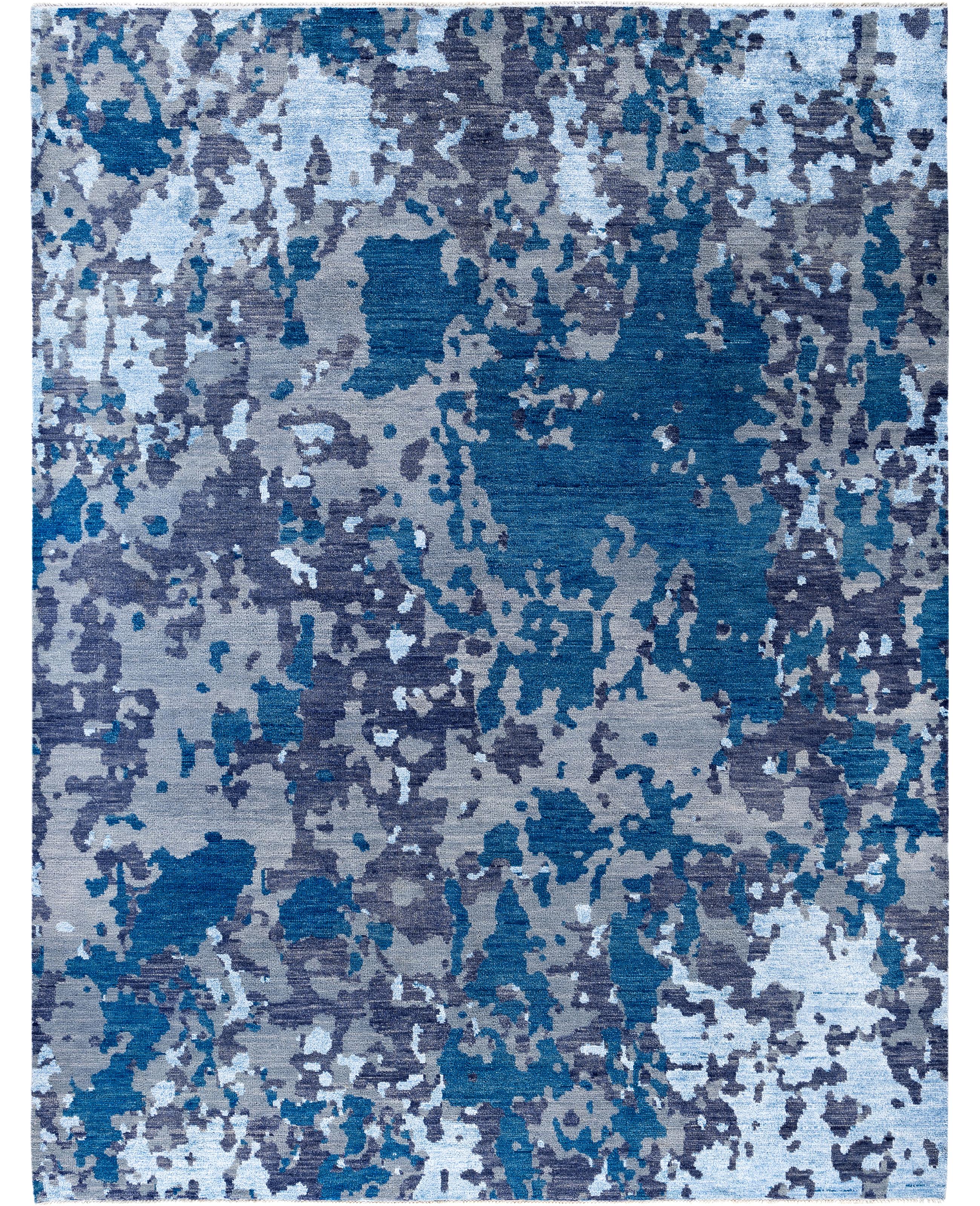 Contemporary Abstract Wool, Silk Hand Knotted Gray Area Rug 9' 1" x 11' 10"