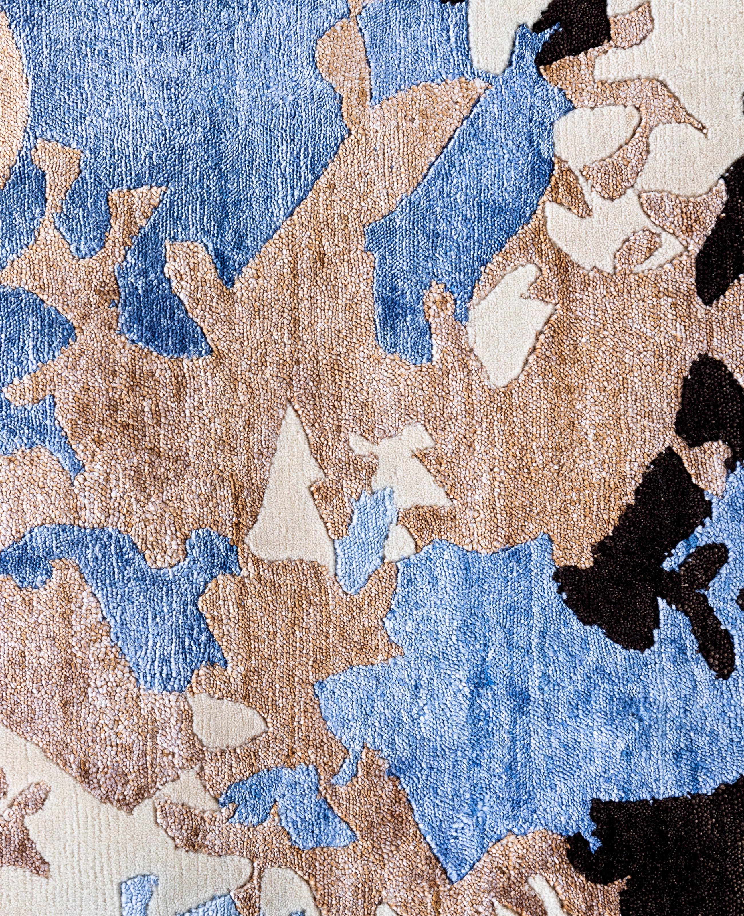Indiano Contemporary Abstract Wool, Silk Hand Knotted Gray Area Rugs 9' 2