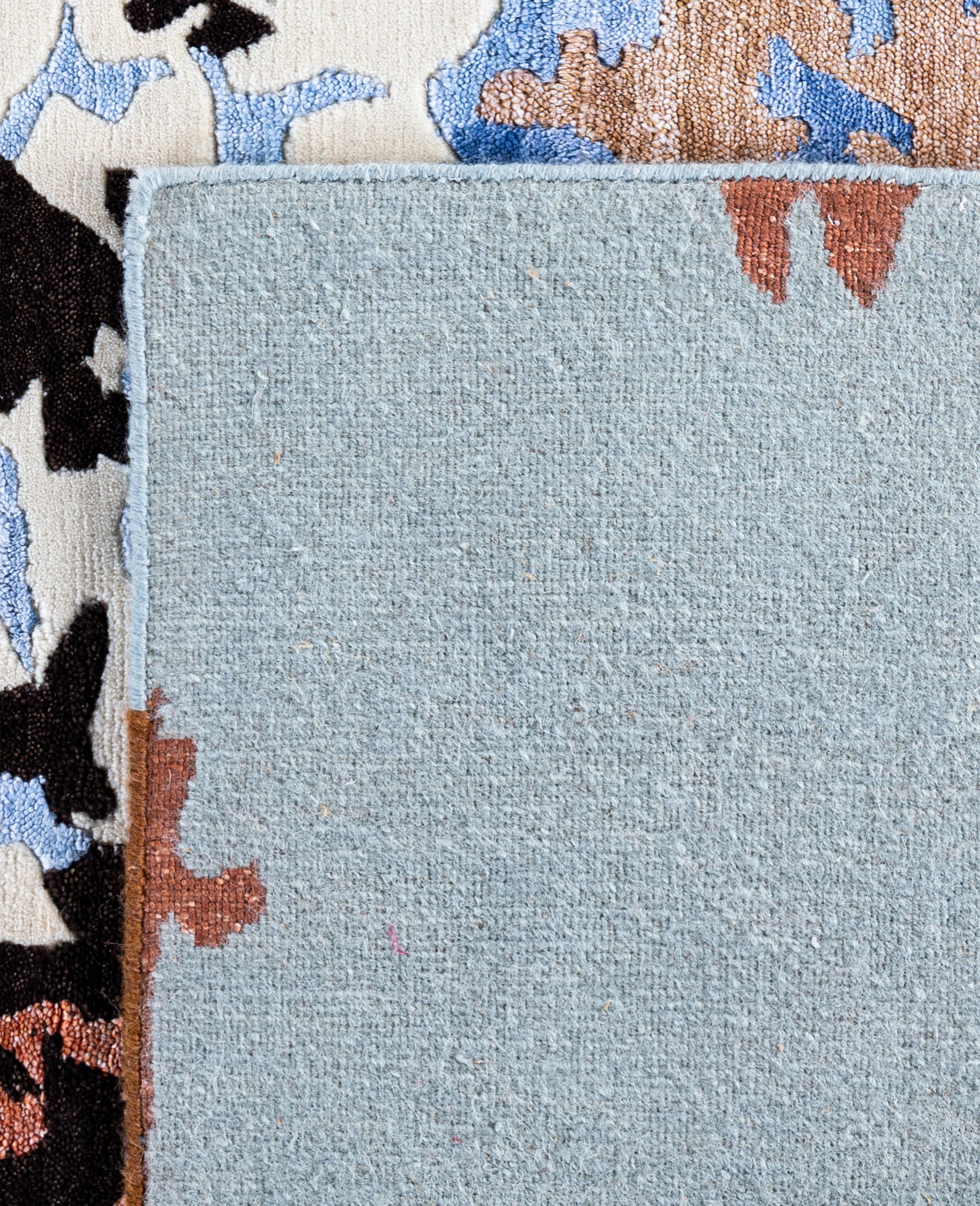 Contemporary Abstract Wool, Silk Hand Knotted Gray Area Rugs 9' 2