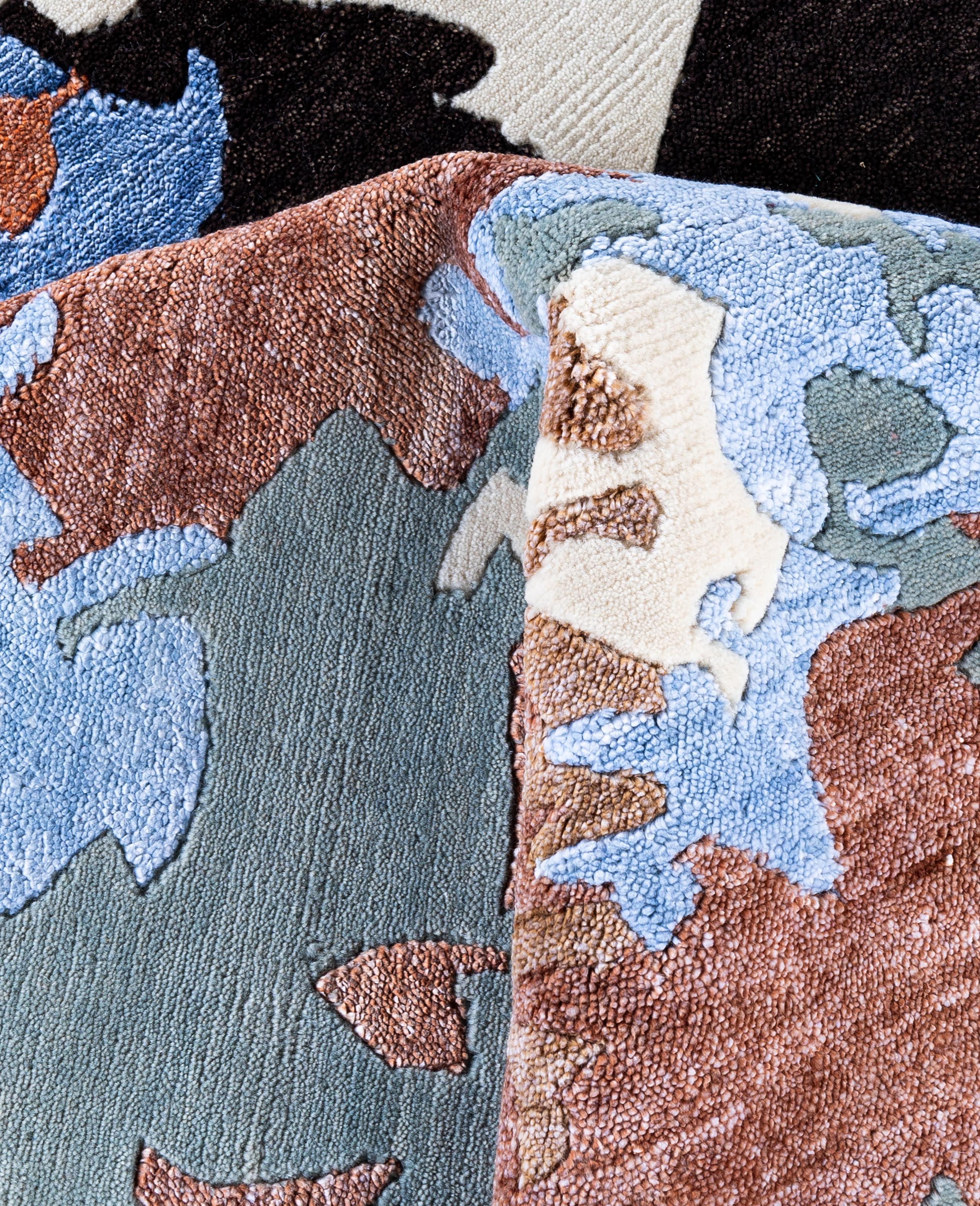 Lana Contemporary Abstract Wool, Silk Hand Knotted Gray Area Rugs 9' 2