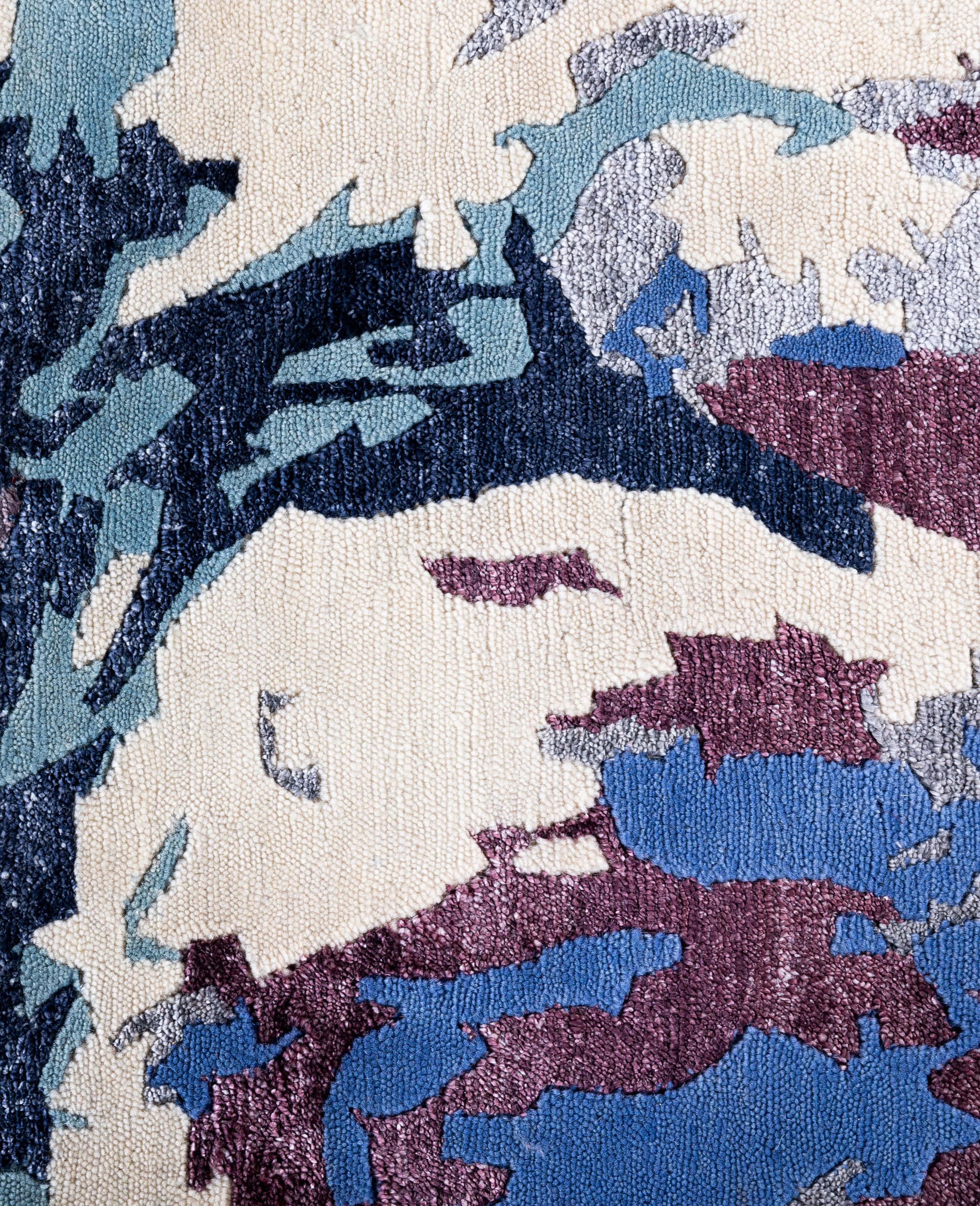 Indiano Contemporary Abstract Wool, Silk Hand Knotted Gray Area Rugs 9' 3