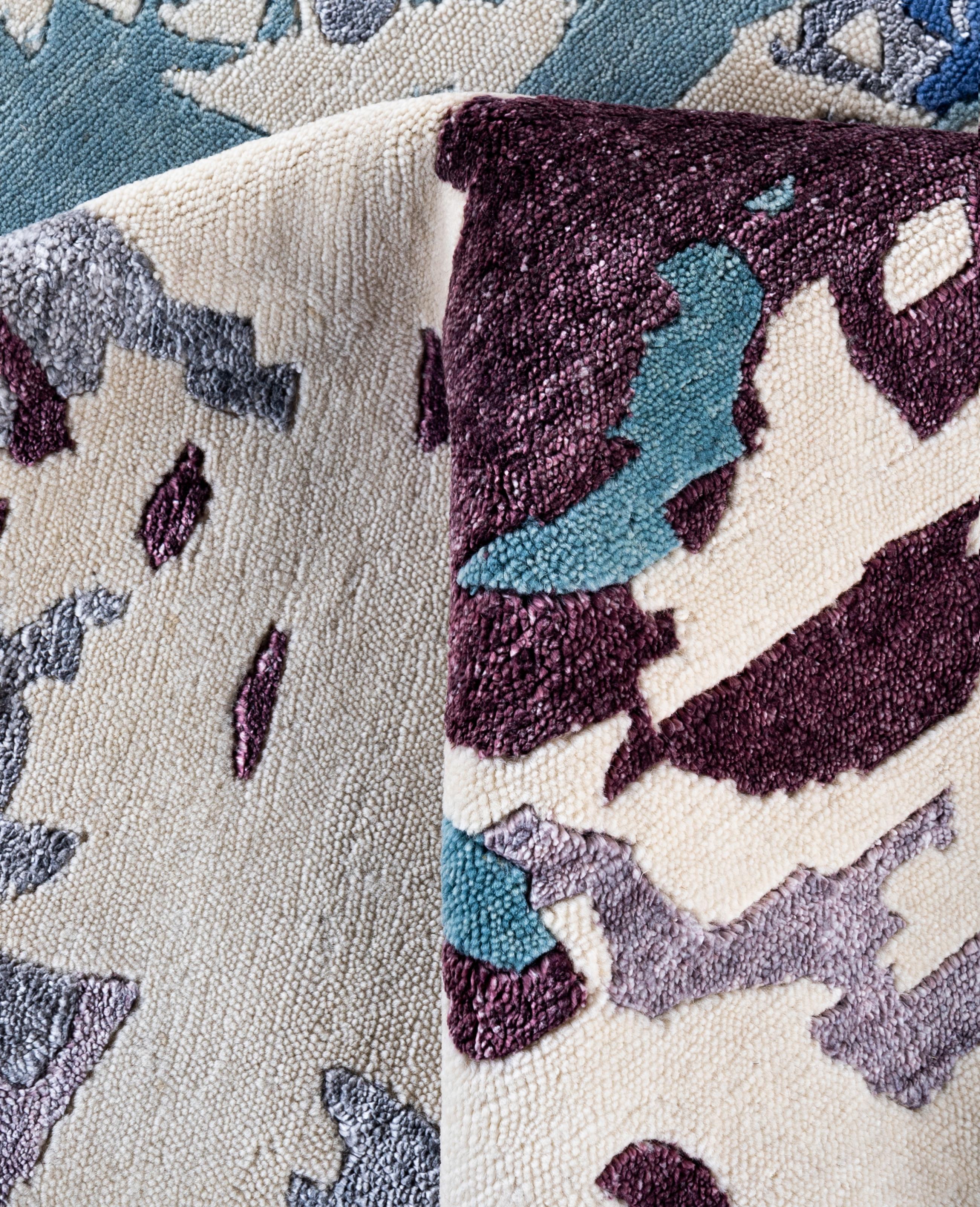 Lana Contemporary Abstract Wool, Silk Hand Knotted Gray Area Rugs 9' 3