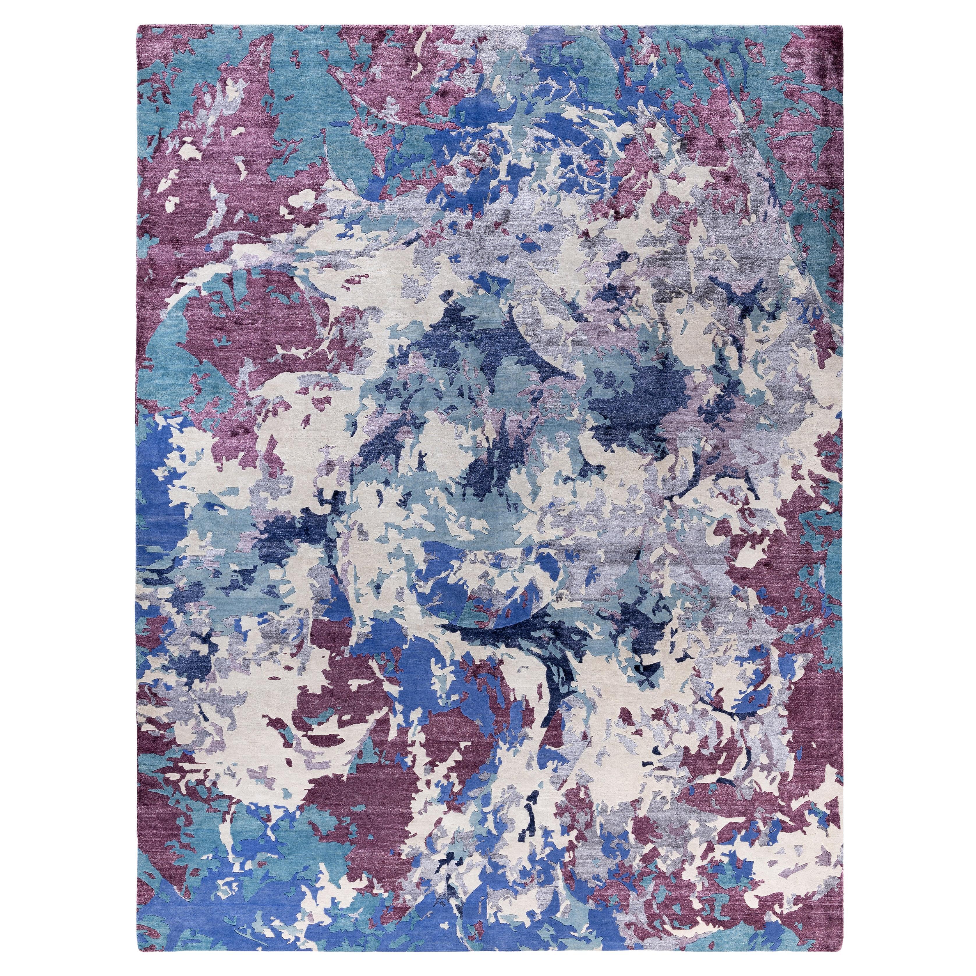 Contemporary Abstract Wool, Silk Hand Knotted Gray Area Rugs 9' 3" x 12' 1"