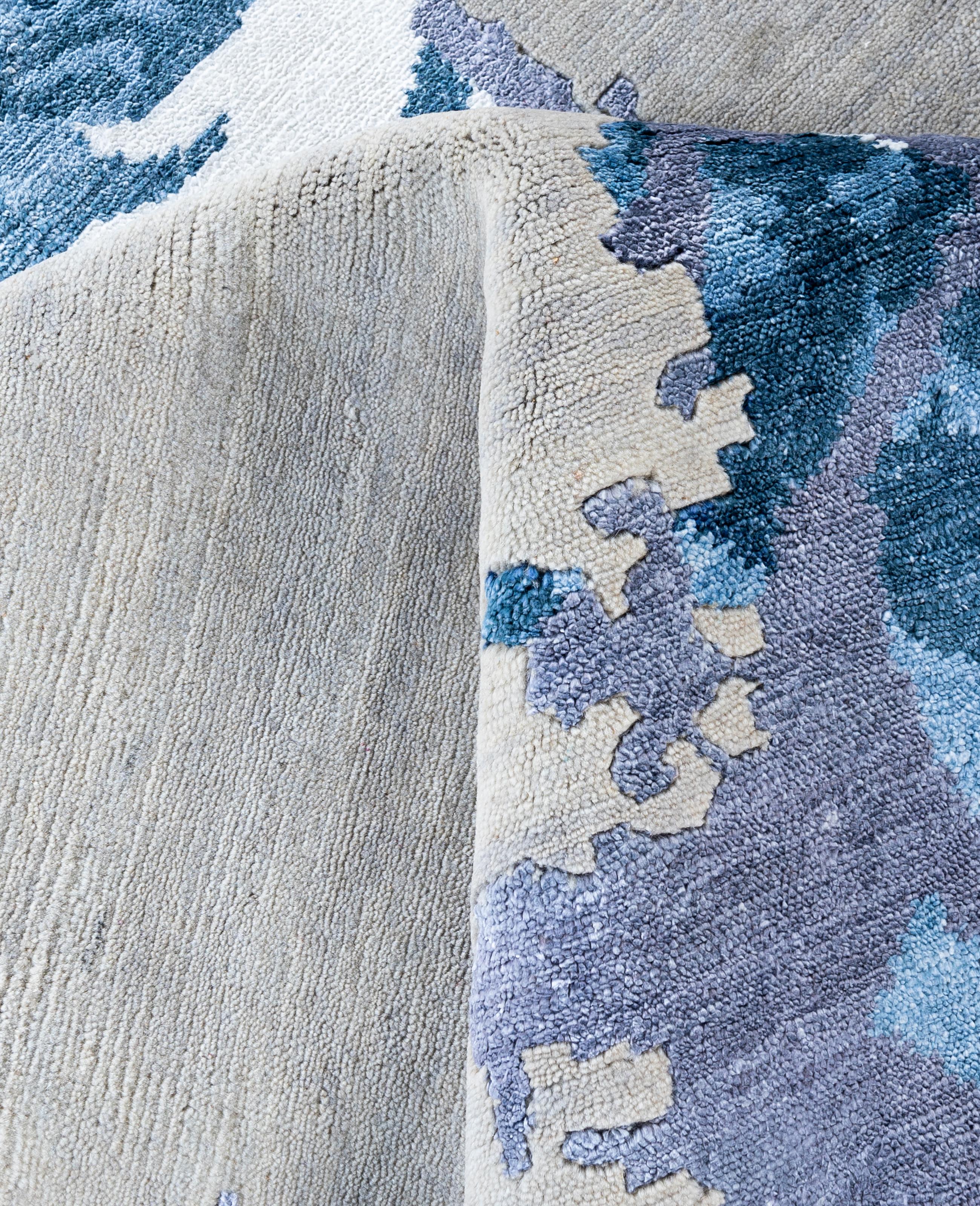 Lana Contemporary Abstract Wool, Silk Hand Knoted Gray Area Rugs 9' 3