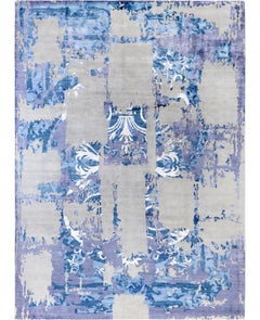 Contemporary Abstract Wool, Silk Hand Knotted Gray Area Rug 9' 3" x 12' 2"