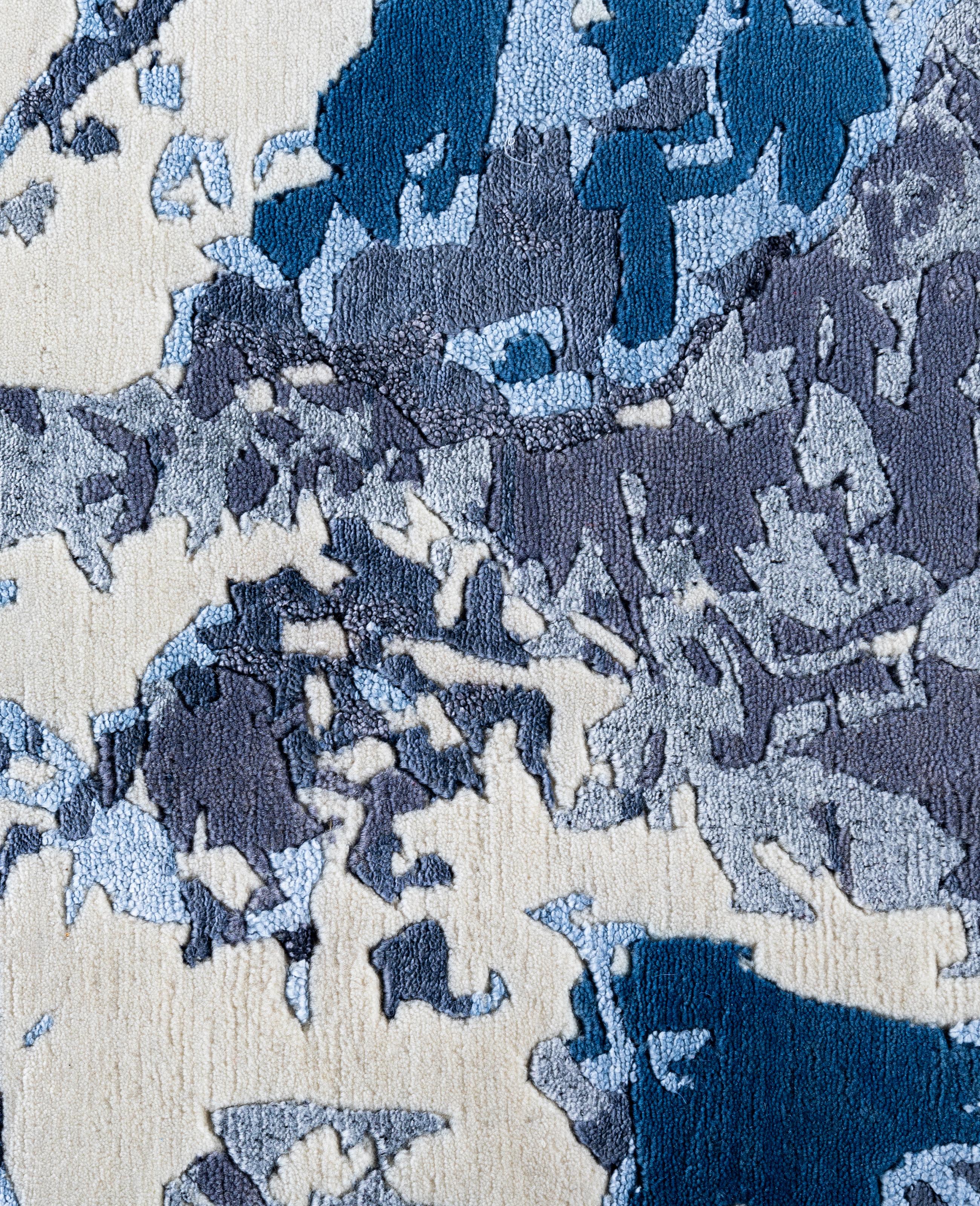 Indiano Contemporary Abstract Wool, Silk Hand Knotted Ivory Area Rugs 8' 1