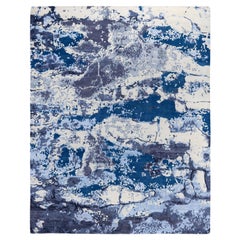 Contemporary Abstract Wool, Silk Hand Knotted Ivory Area Rug 8' 1" x 10' 1"