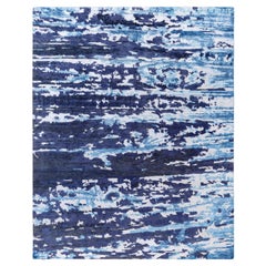 Contemporary Abstract Wool, Silk Hand Knotted Ivory Area Rug 8' 1" x 9' 10"