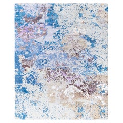 Contemporary Abstract Wool, Silk Hand Knotted Navy Area Rug 8' 3" x 10' 2"