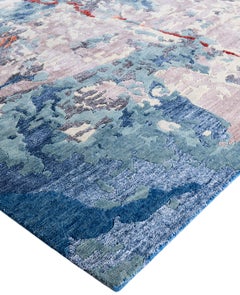 Contemporary Abstract Wool, Silk Hand Knots Rugs Navy 8' 4" x 10' 0"