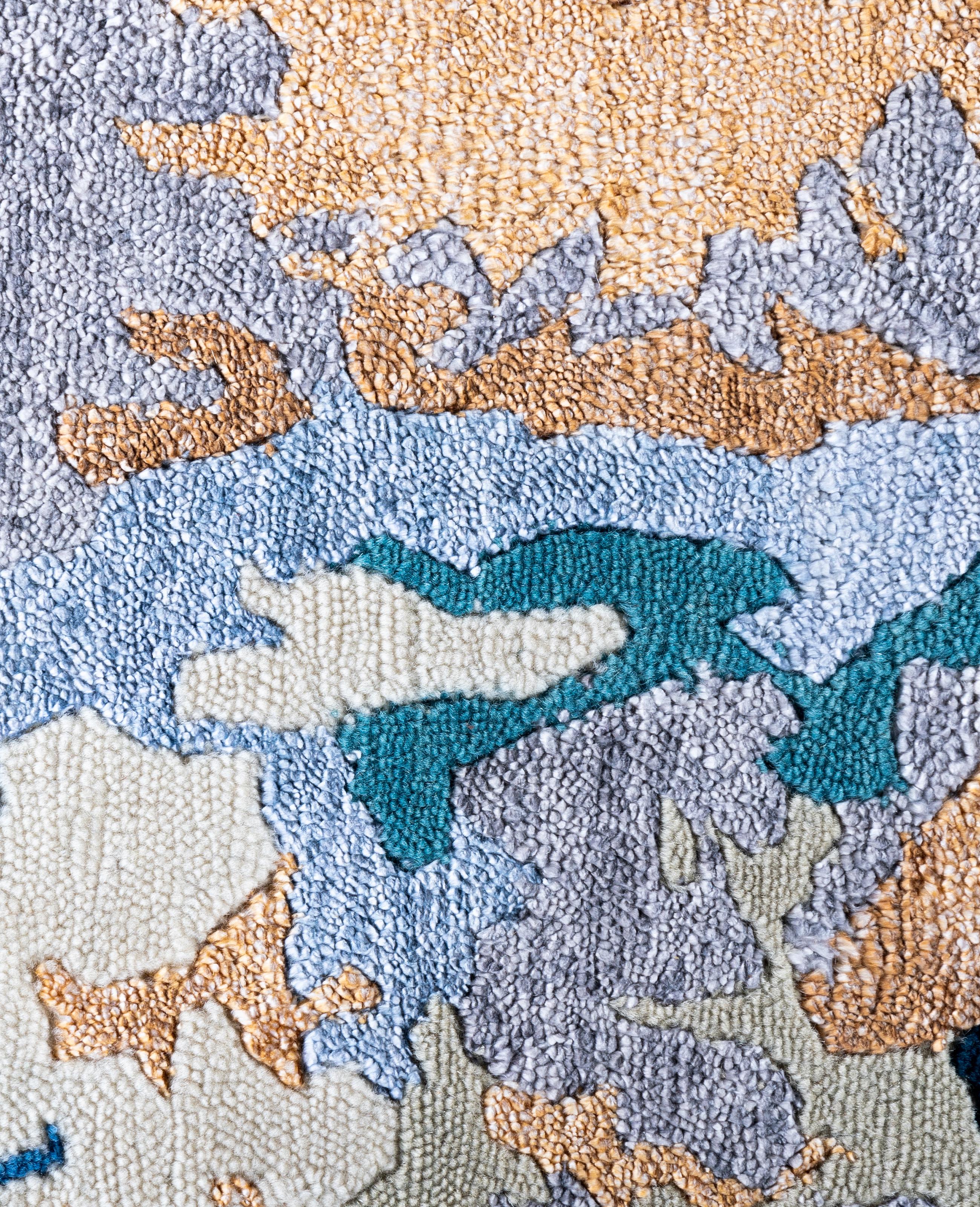 Indiano Contemporary Abstract Wool, Silk Hand Knotted Yellow Area Rugs 9' 2