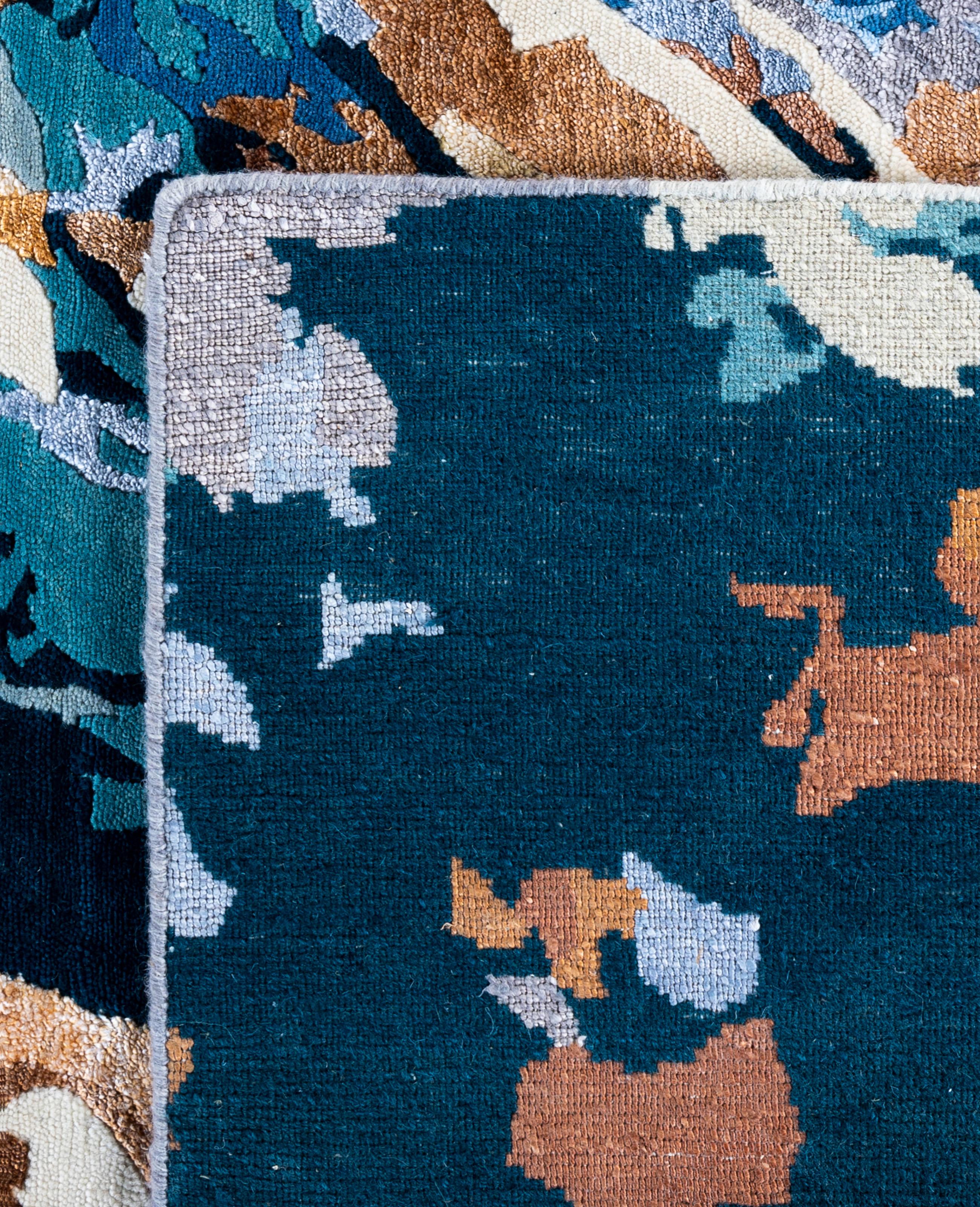 Contemporary Abstract Wool, Silk Hand Knotted Yellow Area Rugs 9' 2
