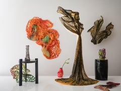 Contemporary Abstract Wool Yarn Panel Tapestry by Kim Mesches