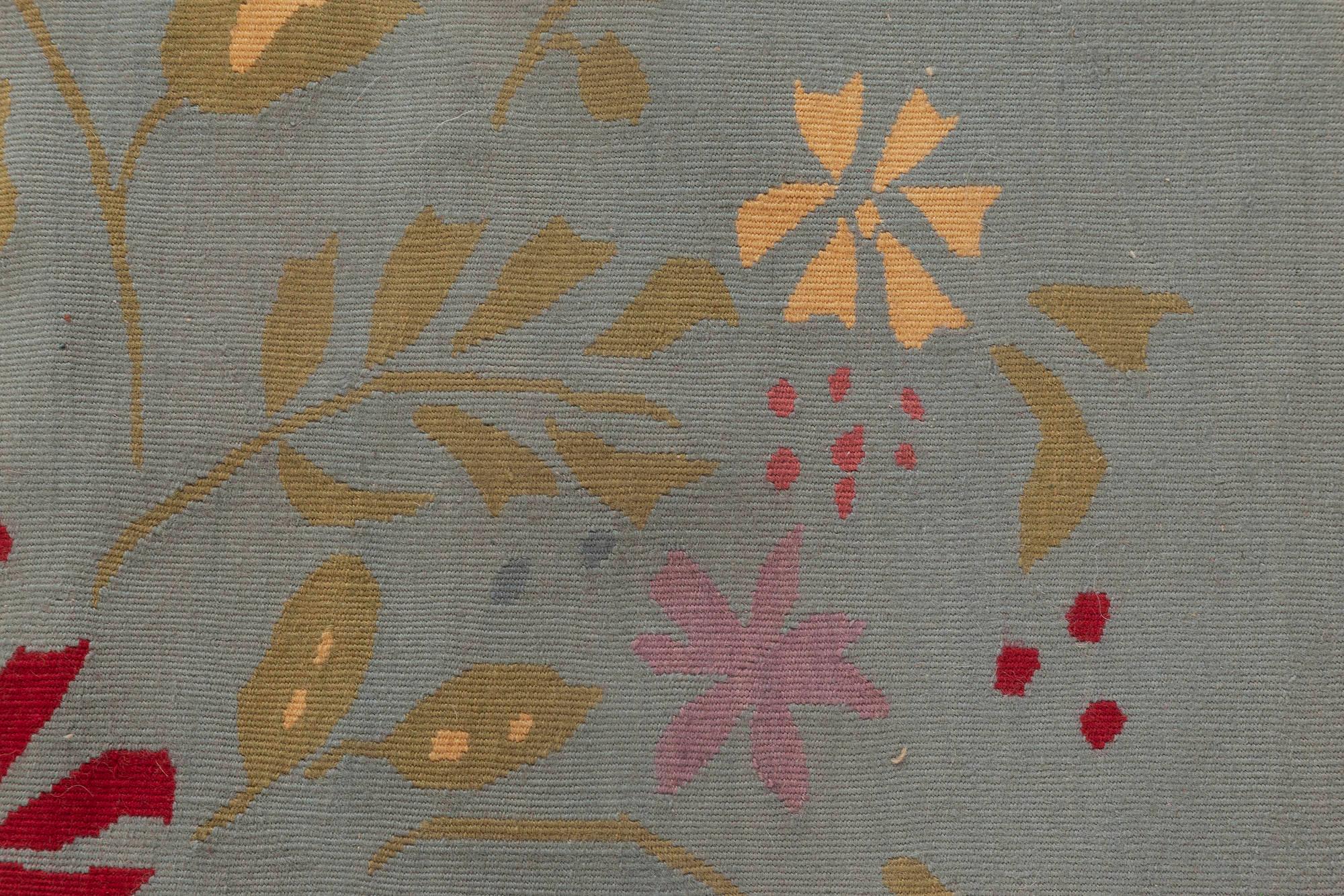 Aubusson Contemporary Abusson Style Floral Wool Rug by Thomas Jayne for Doris Leslie Blau For Sale