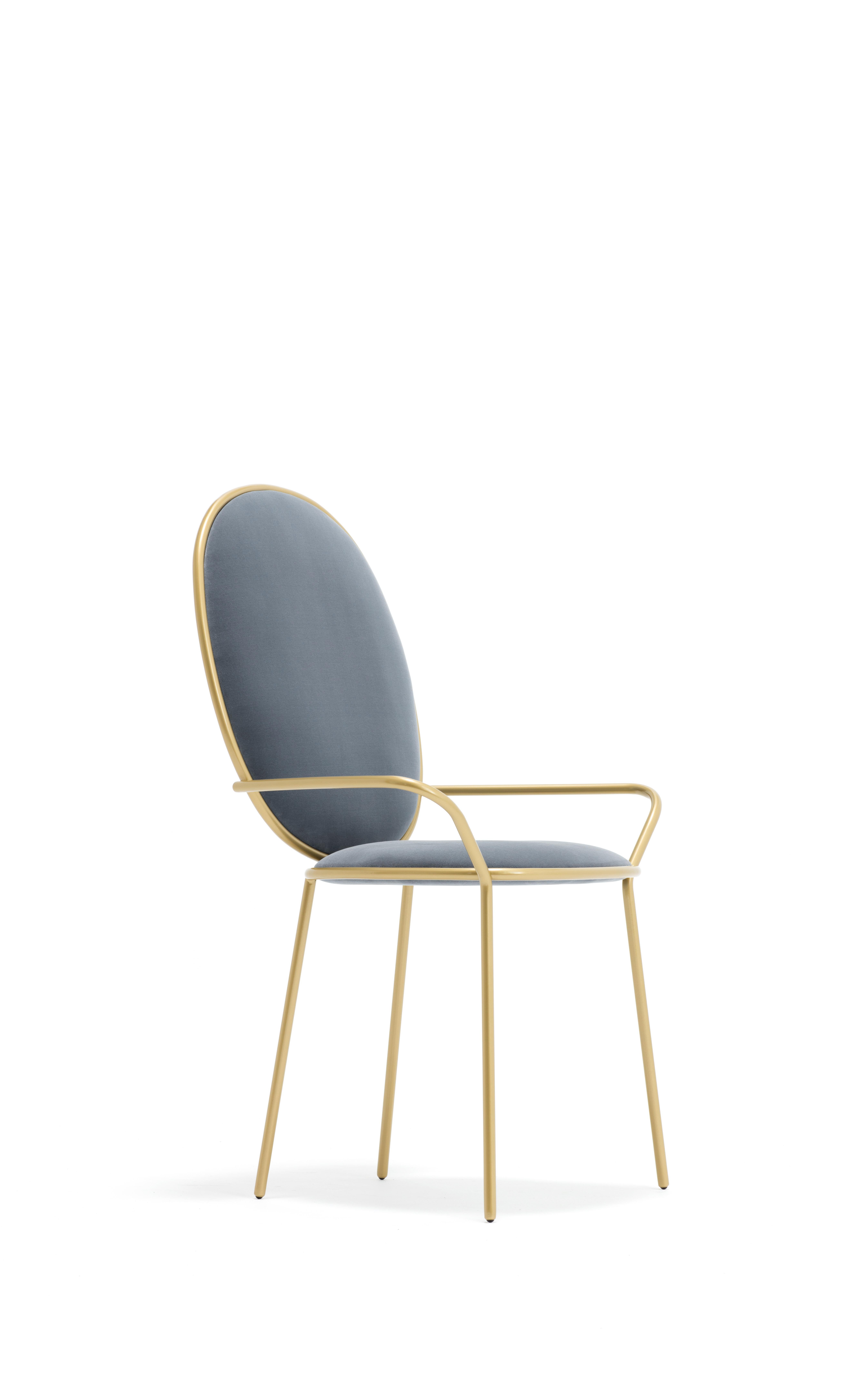 Contemporary Acier blue velvet upholstered dining armchair - stay by Nika Zupanc

The Stay Family turns everyday seating into a special occasion. The Dining Chair and Dining Armchair are variations on an elegant social theme whilst the Dining
