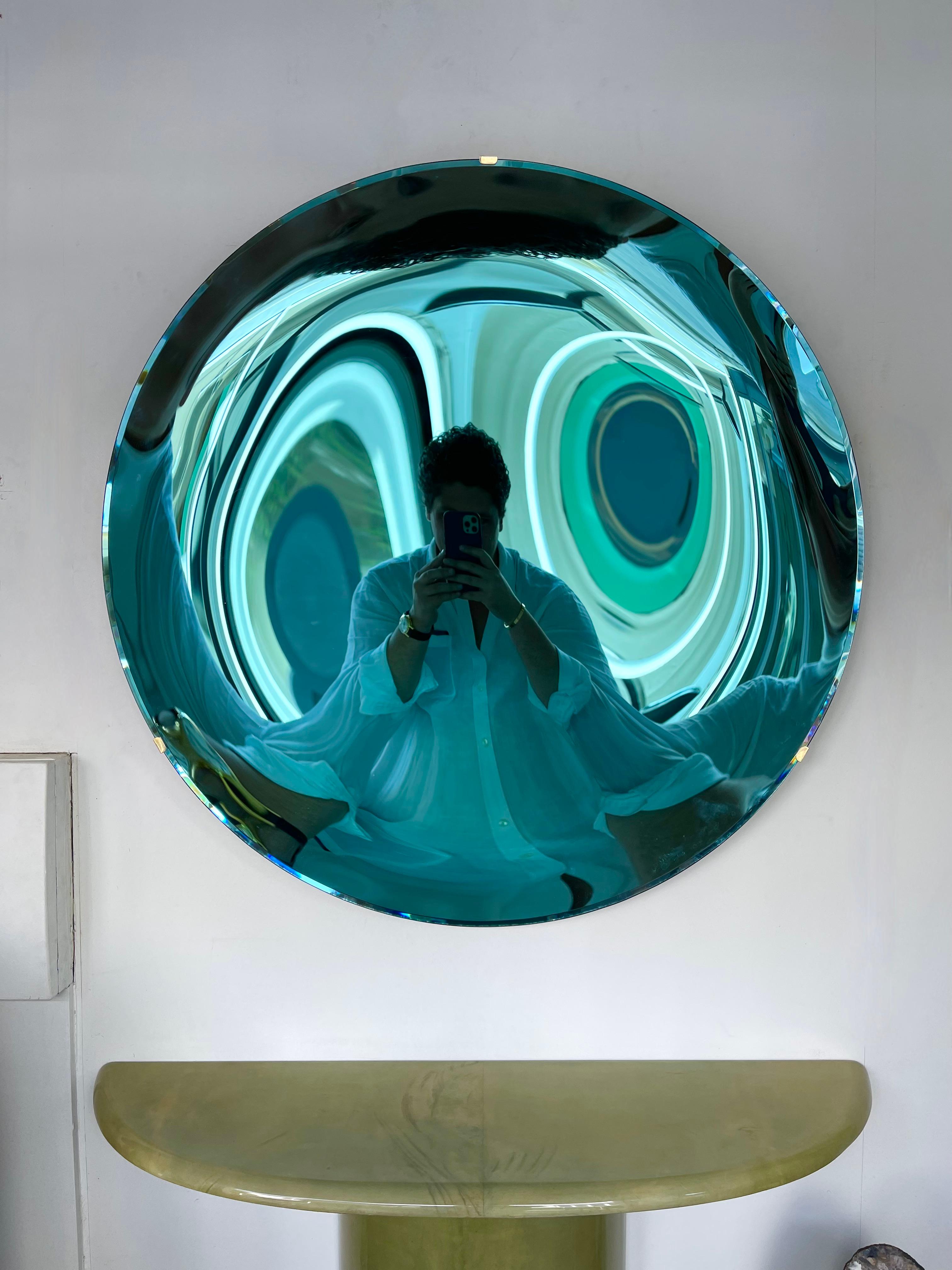 Futurist Contemporary Acquamarina Curve Mirror, Italy