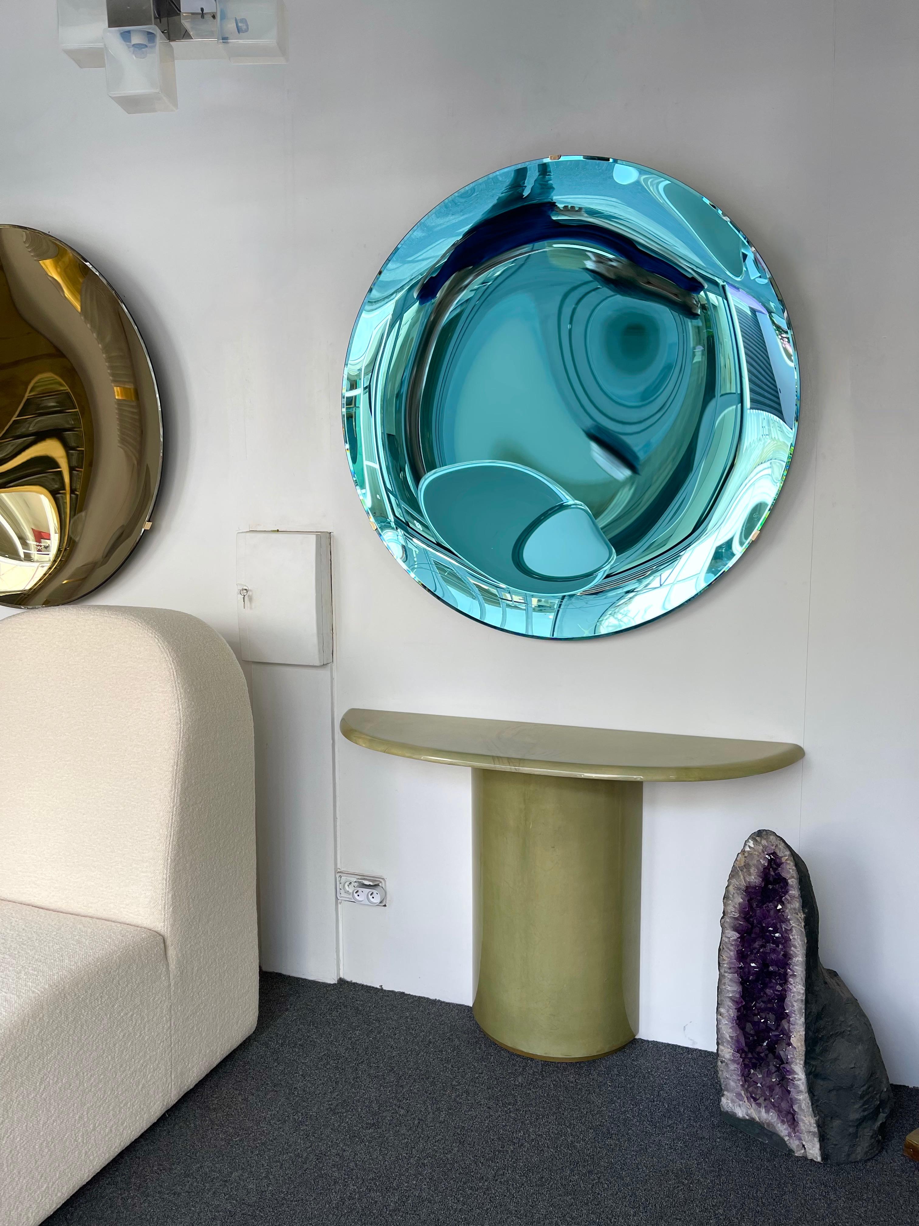 Contemporary Acquamarina Concave Curve Mirror, Italy For Sale 3