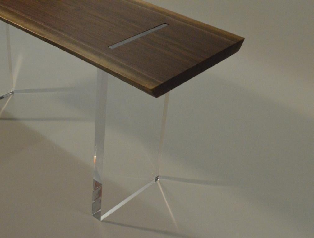 Minimalist Contemporary Acrylic and Walnut Console Table by Scott Gordon For Sale